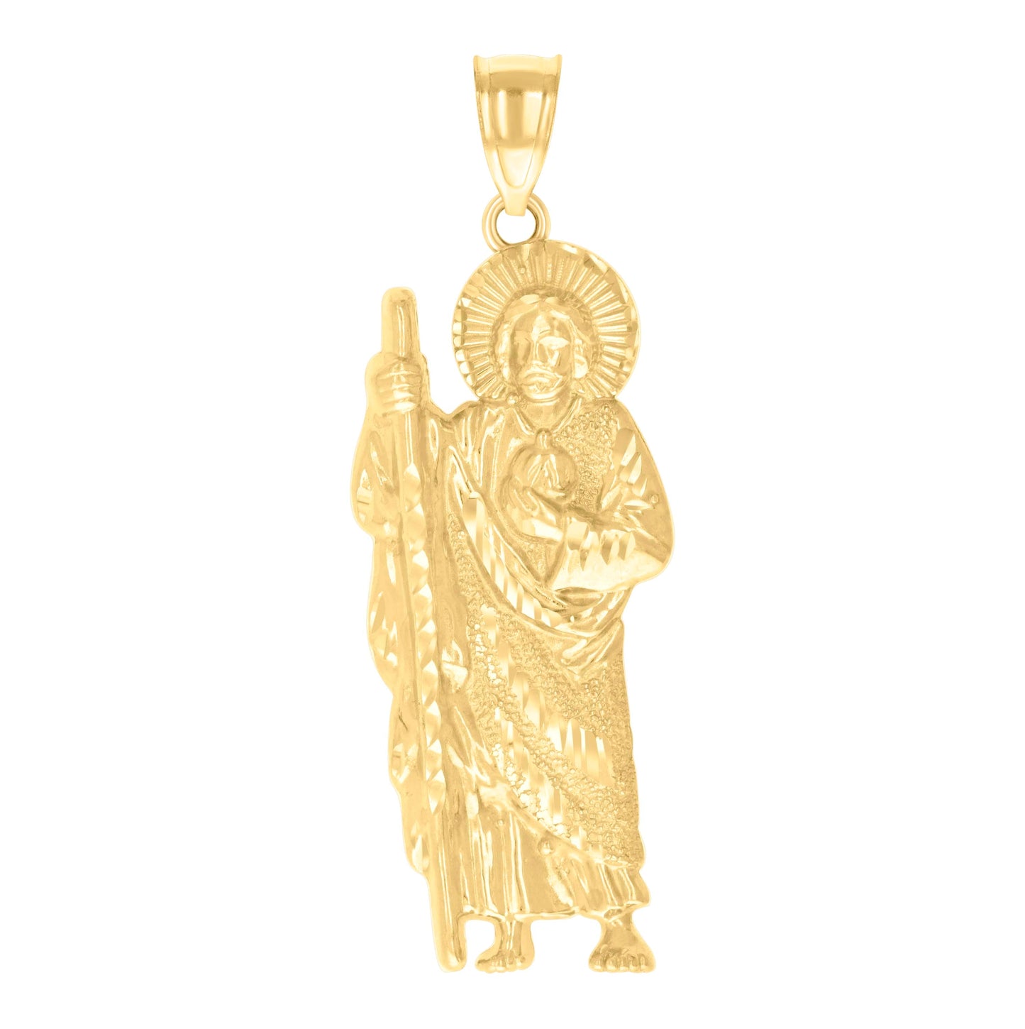 10K Yellow Gold Mens St. Jude Religious Charm Pendant