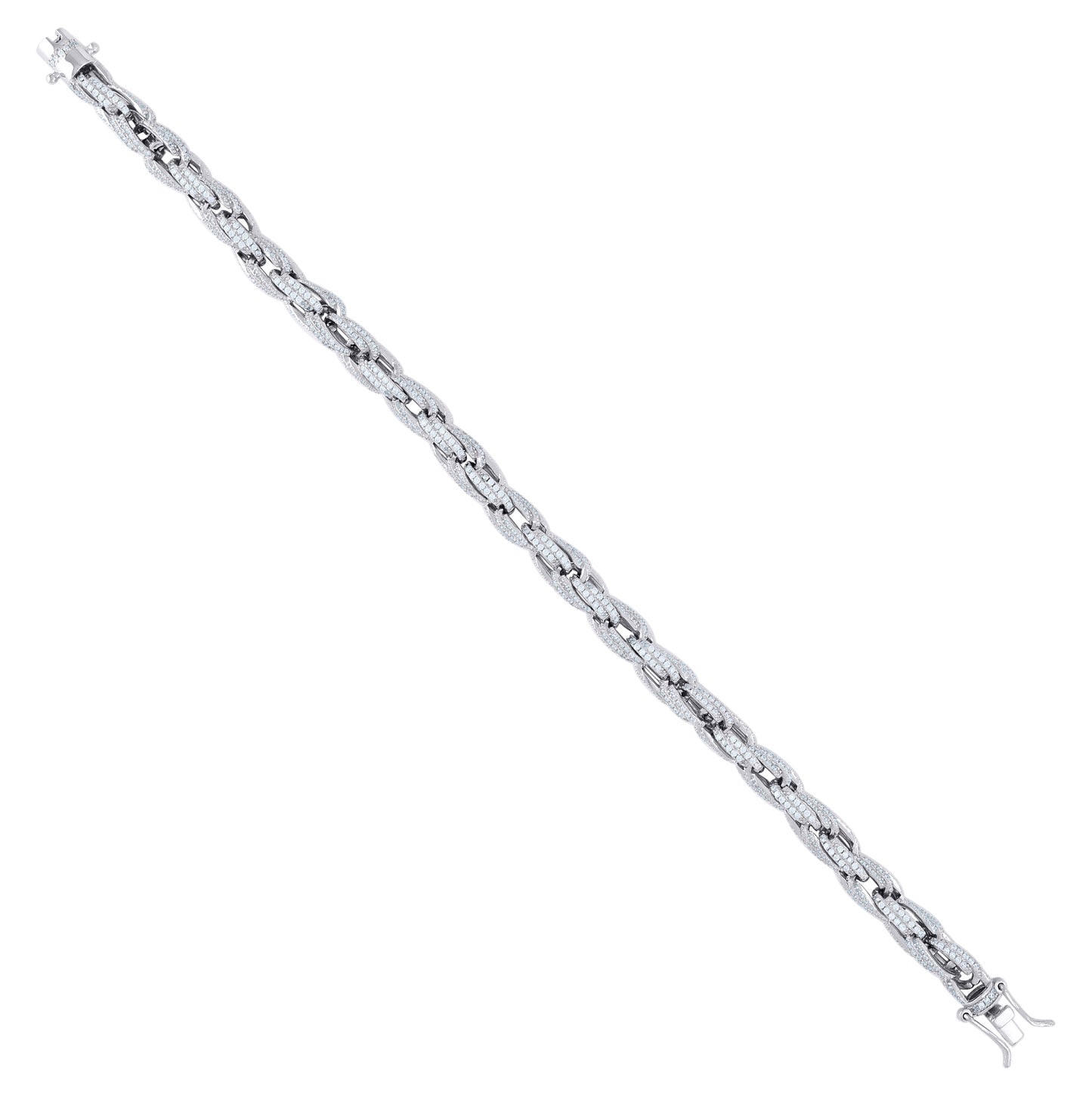 Sterling Silver Moissanite 6mm Twisted Rope Chain Necklace