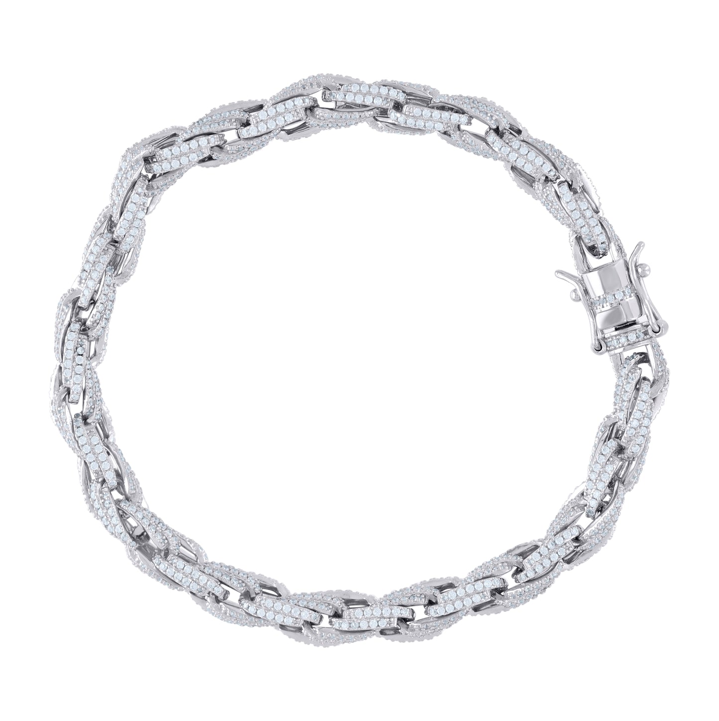 Sterling Silver Moissanite 6mm Twisted Rope Chain Necklace