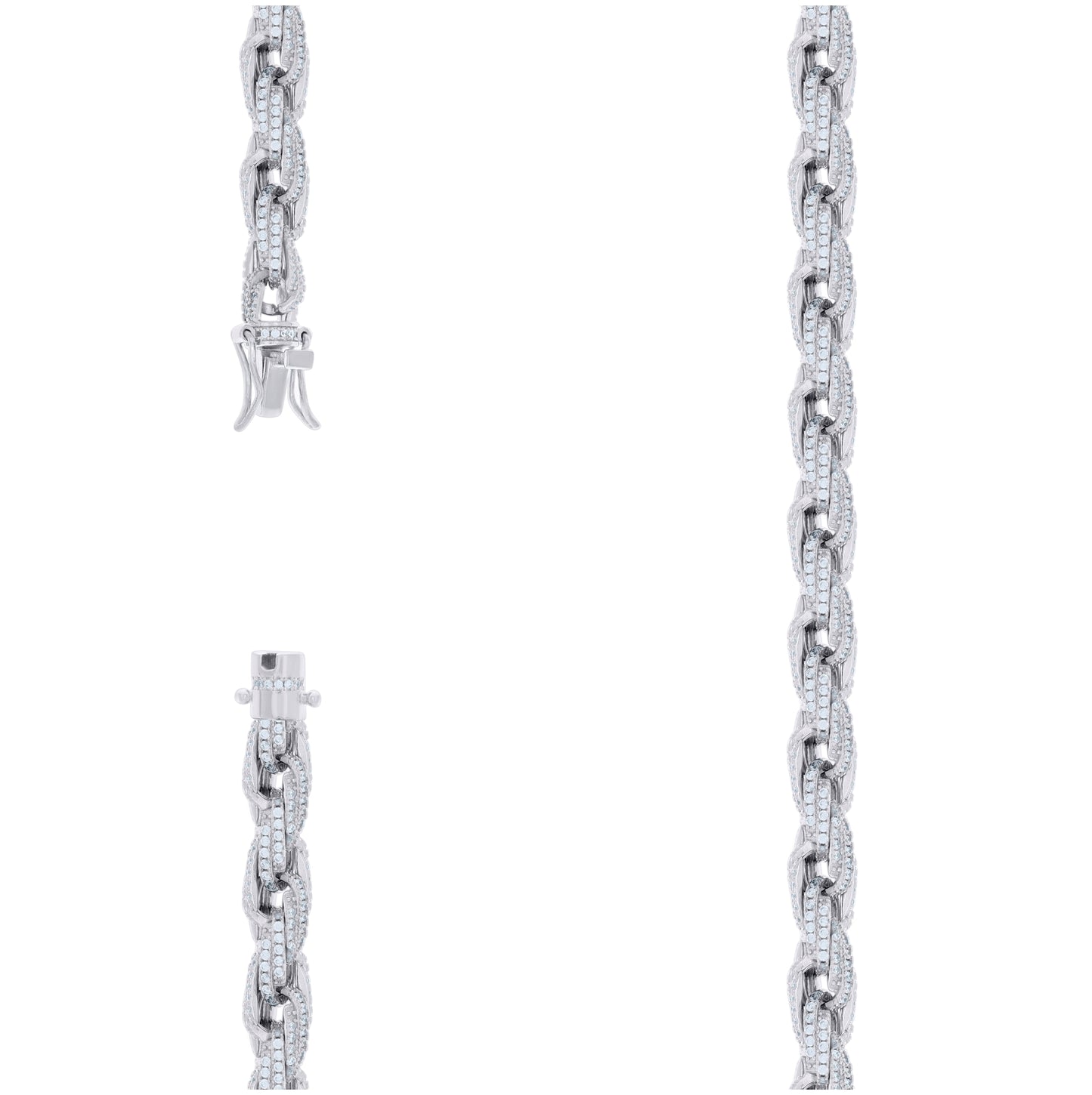 Sterling Silver Moissanite 6mm Twisted Rope Chain Necklace