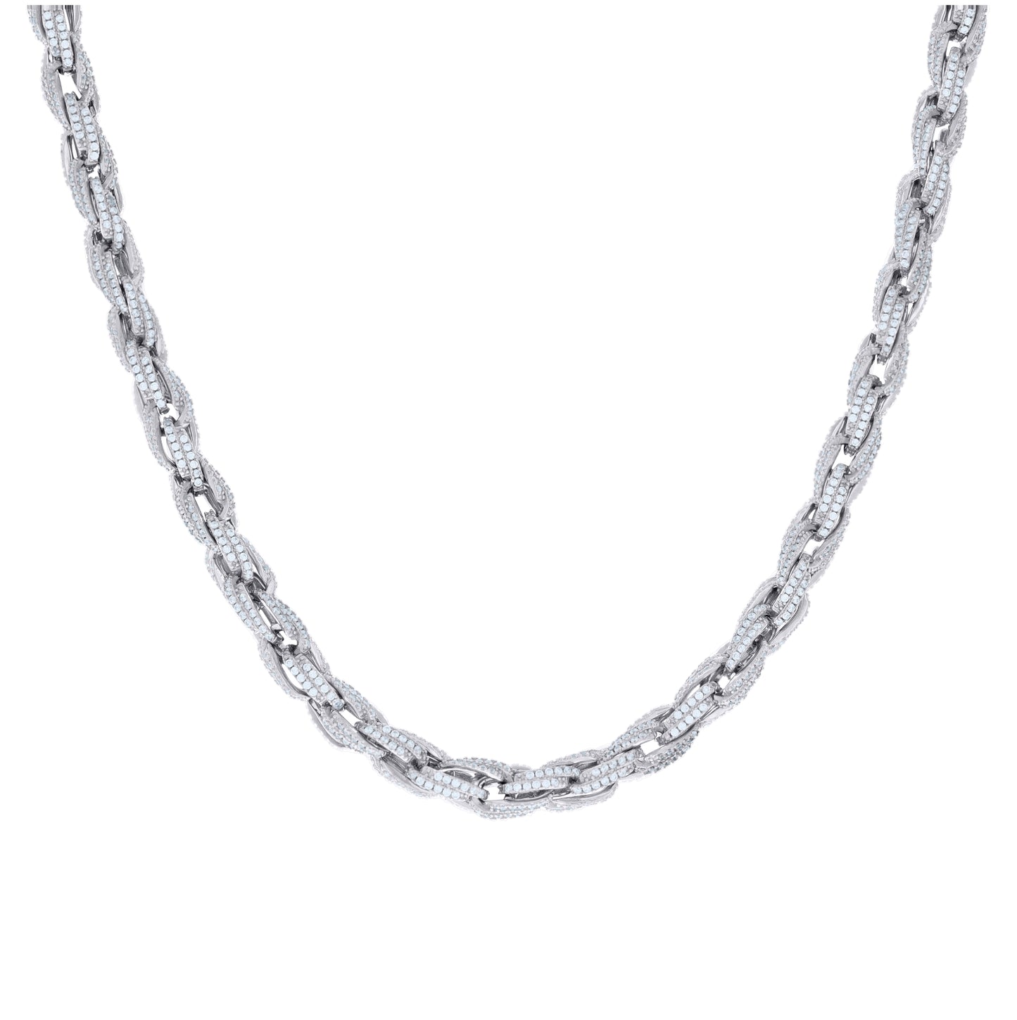 Sterling Silver Moissanite 6mm Twisted Rope Chain Necklace