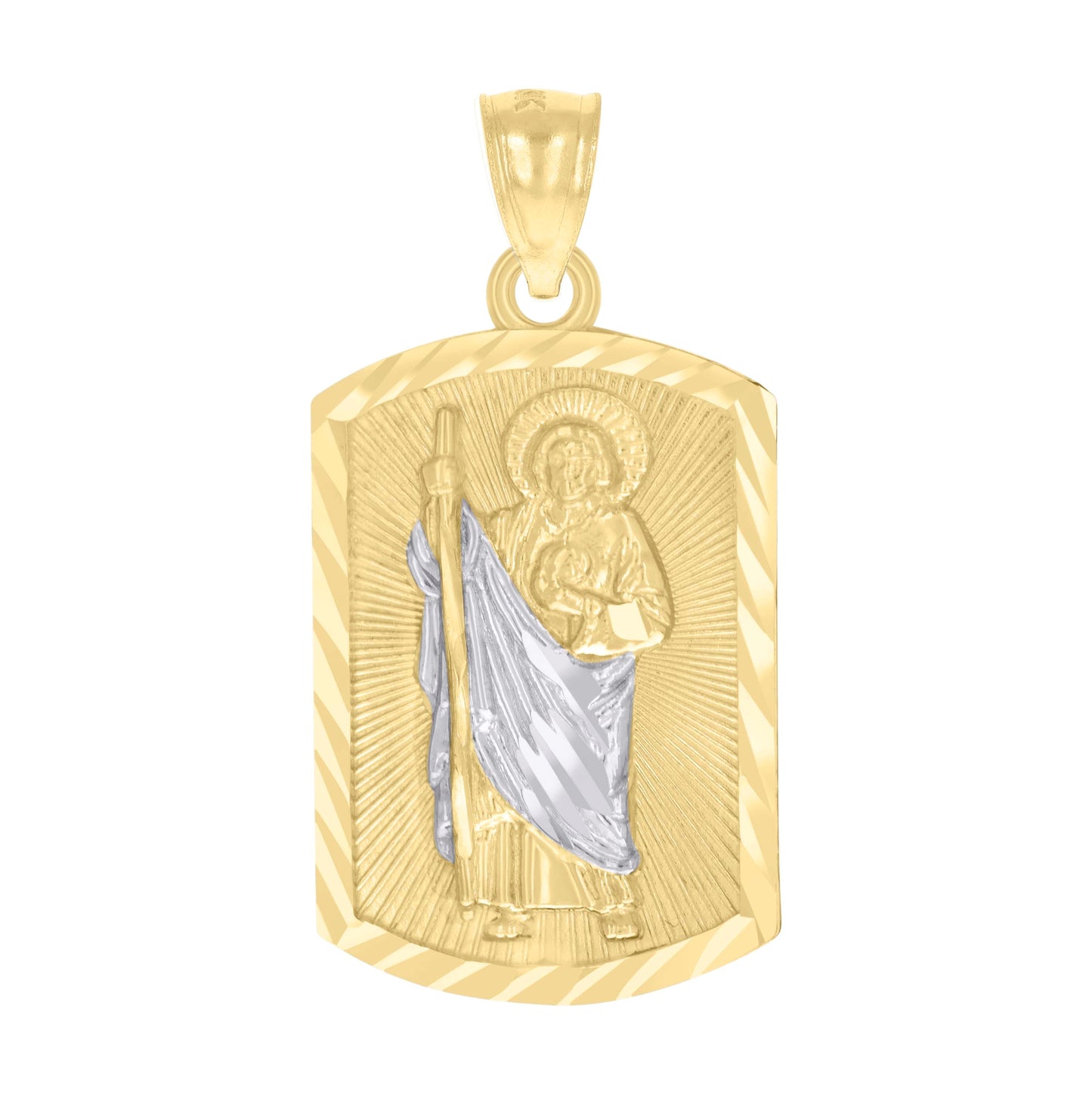 10K Two-tone Gold Mens St. Jude Religious Charm Pendant