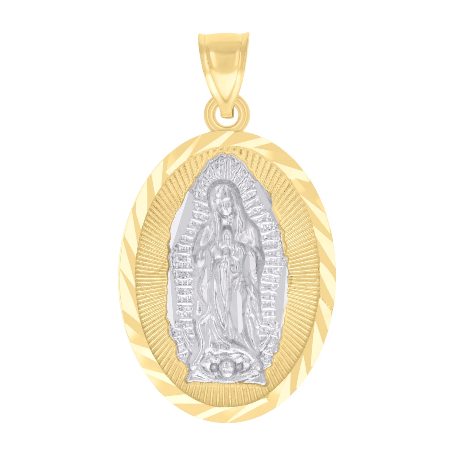 10K Two-tone Gold Womens Guadalupe Religious Charm Pendant
