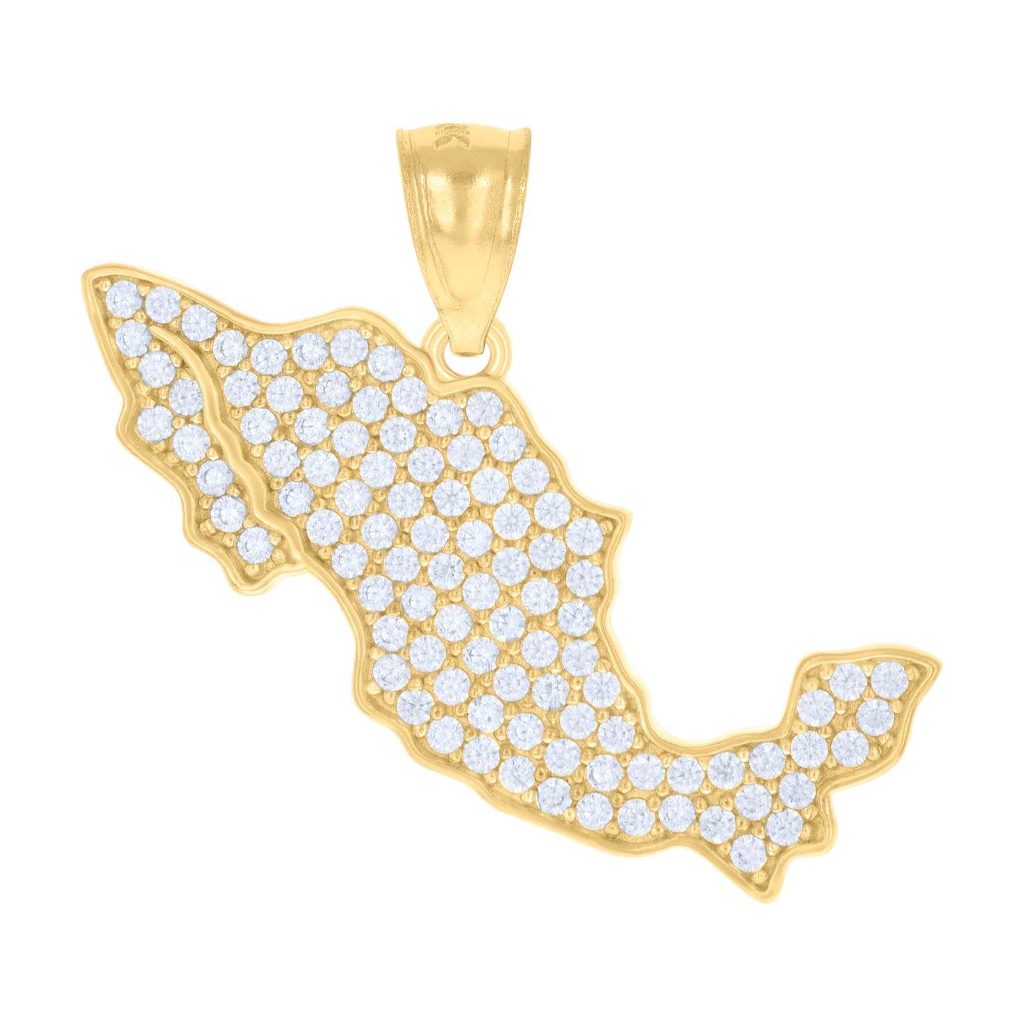 14K Yellow Gold Mens Cubic-Zirconia Mexico Map Country Charm Pendant