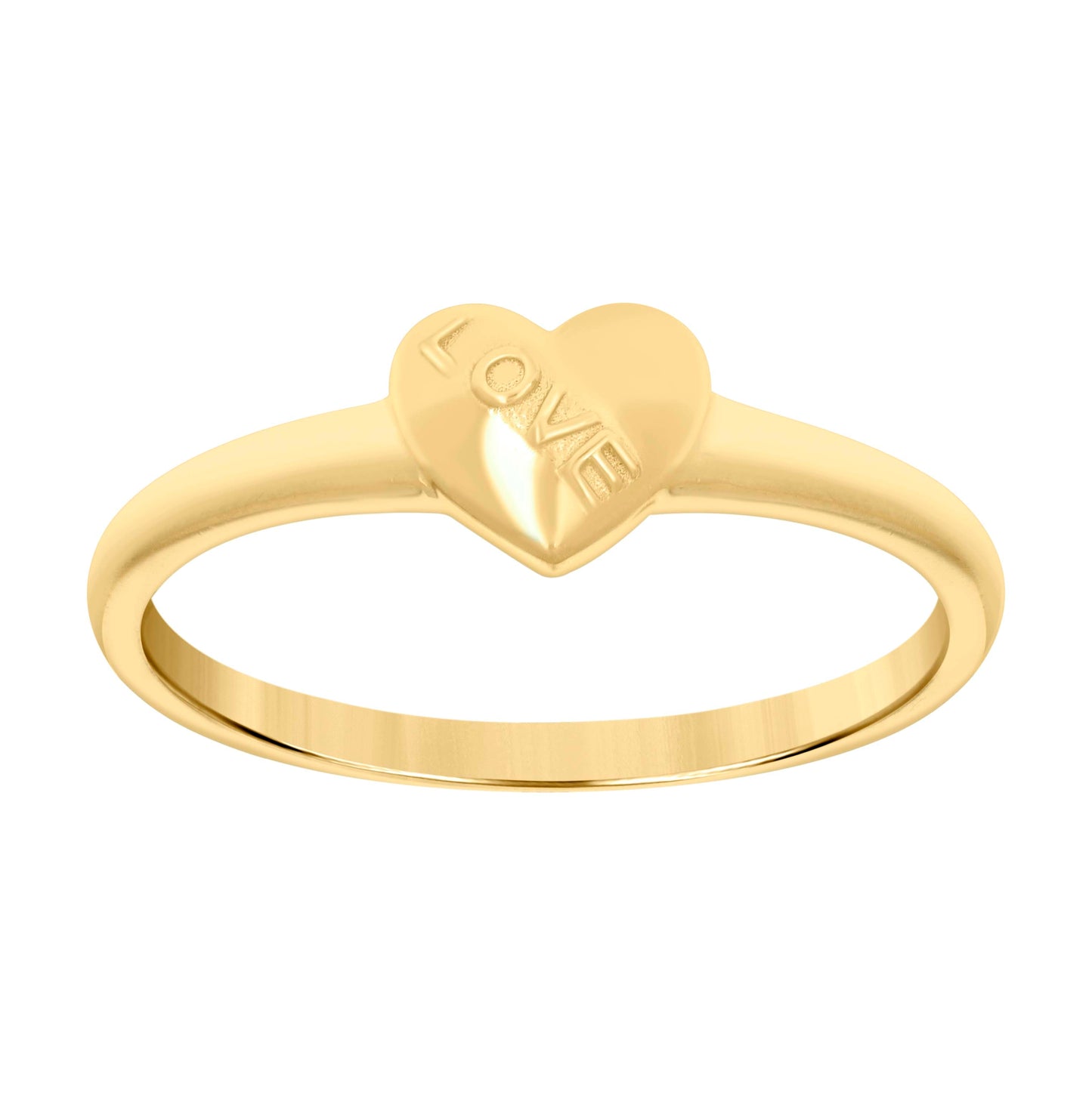 14K Yellow Gold Womens Love Heart Ring
