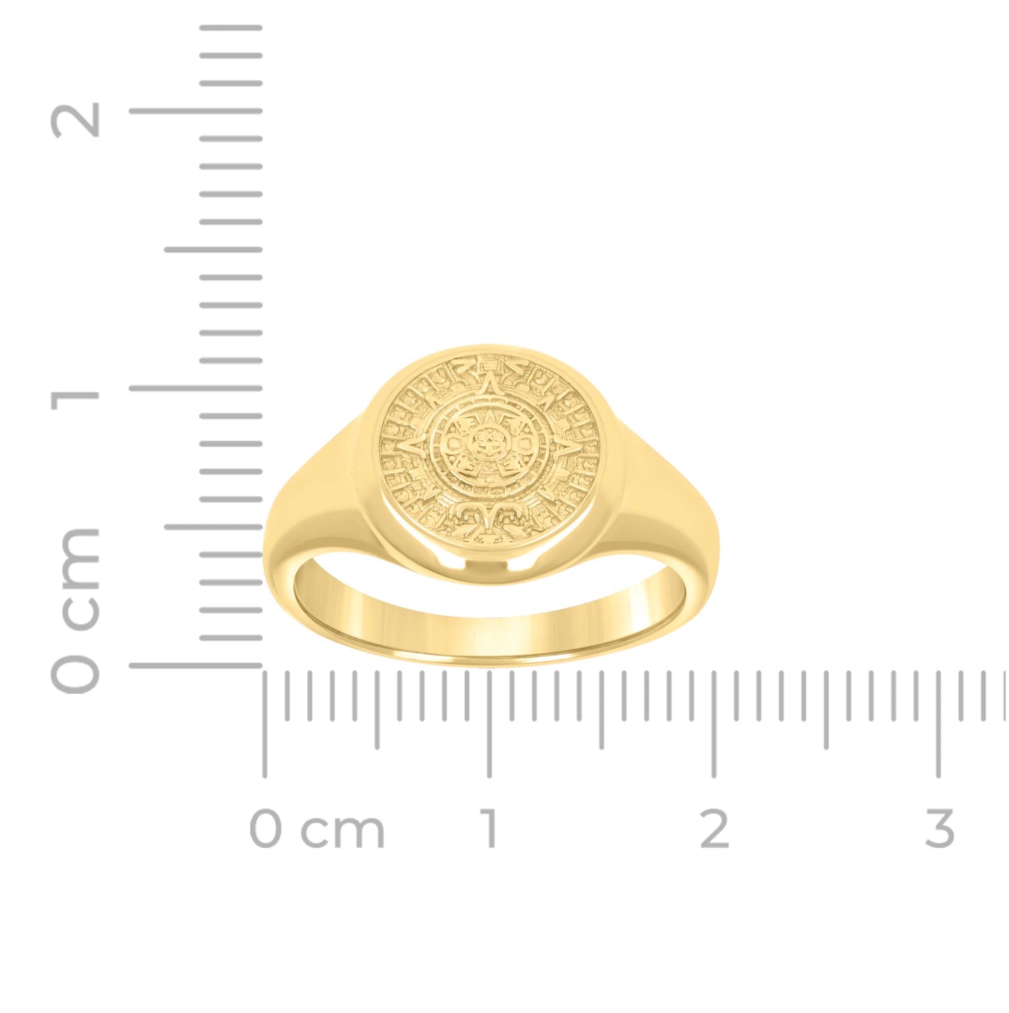 14K Yellow Gold Mens Aztec Calendar Fashion Ring