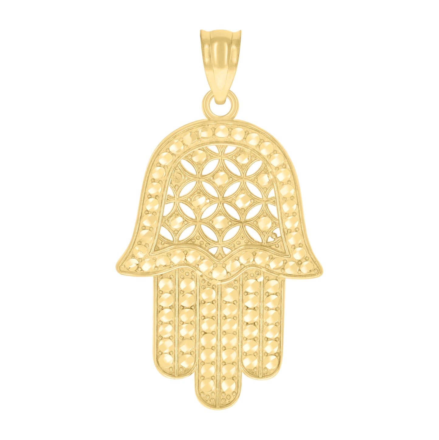 10K Yellow Gold Unisex Hamsa Symbol Religious Charm Pendant