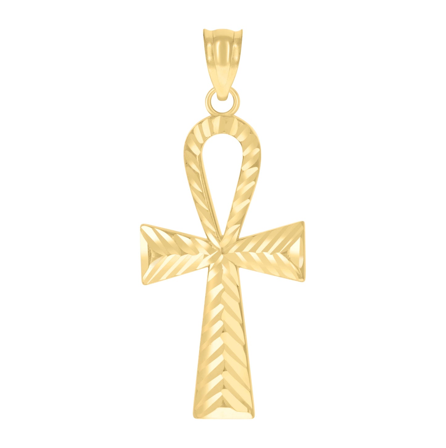 10K Yellow Gold Womens Egyptian Ankh Cross Religious Charm Pendant