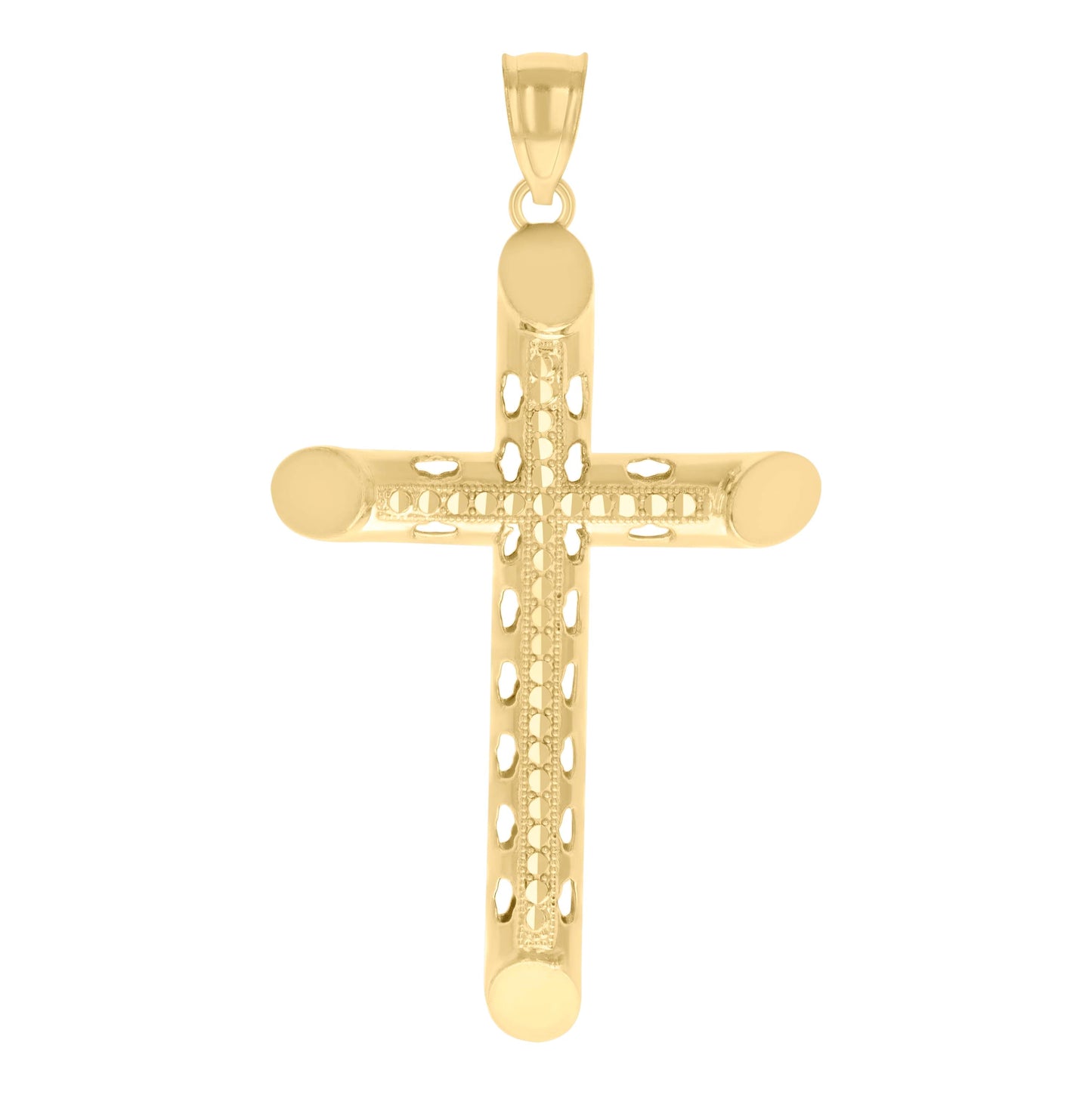 10K Yellow Gold Mens Cross Religious Charm Pendant