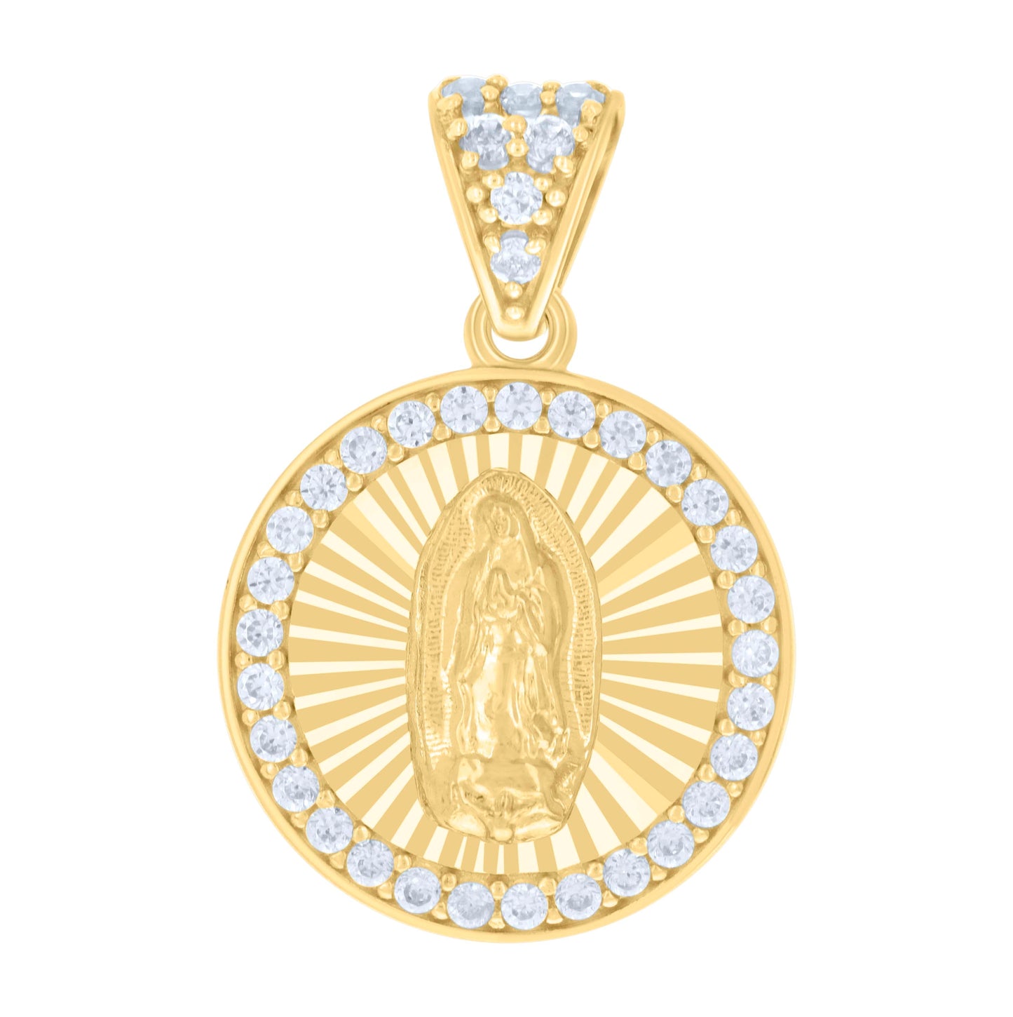10K Yellow Gold Womens Cubic-Zirconia Guadalupe Religious Charm Pendant