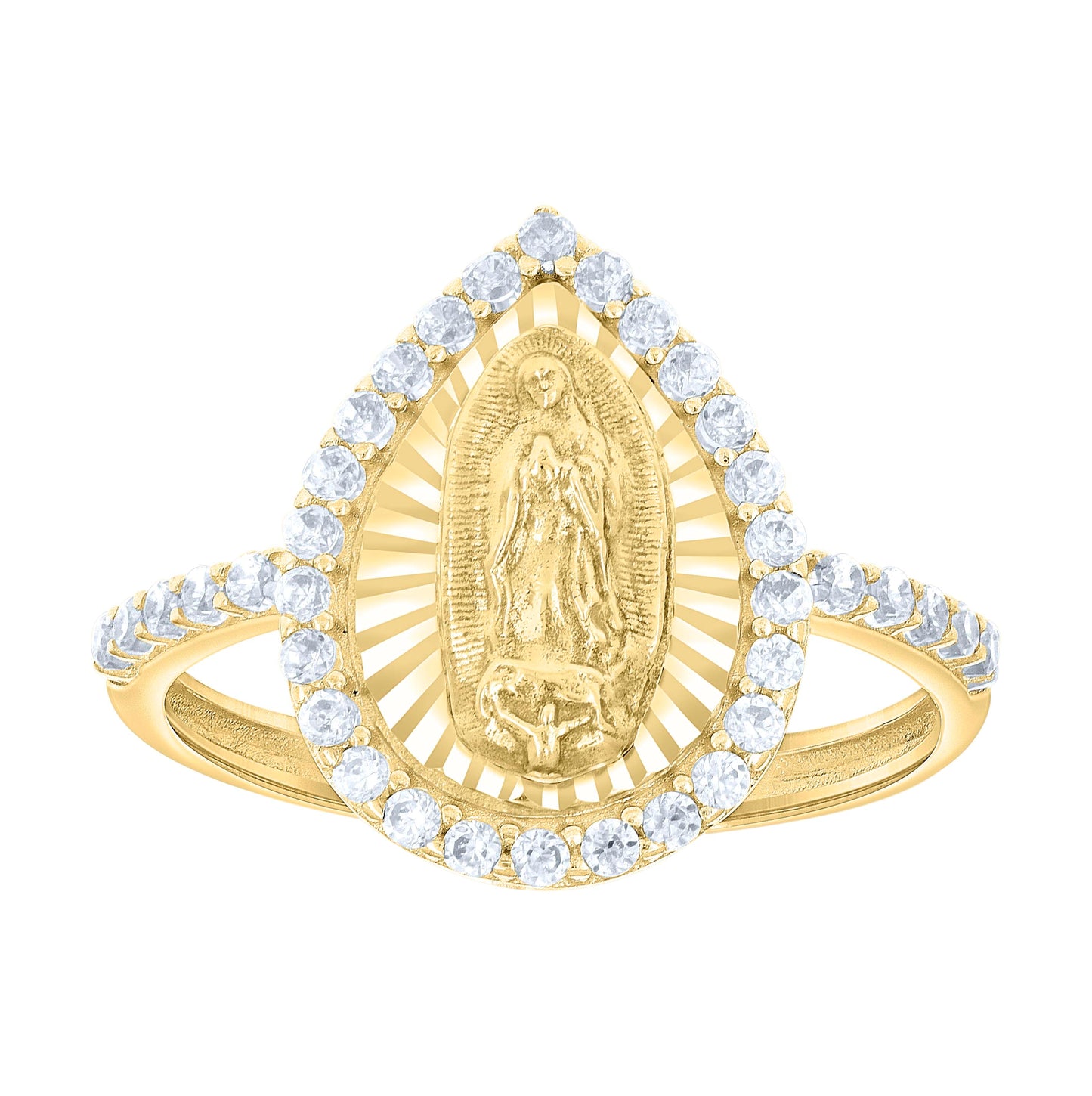 10K Yellow Gold Womens Cubic-Zirconia Tear Drop Fashion Ring