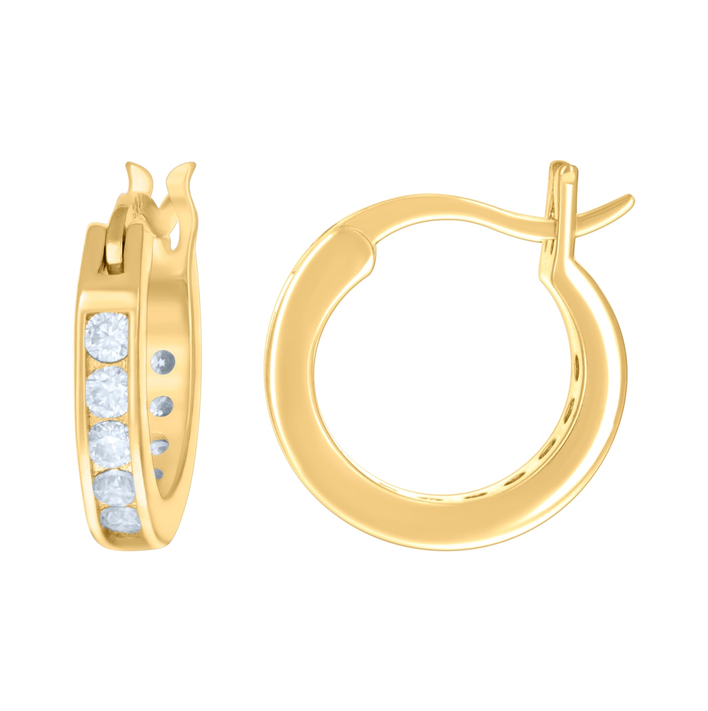 Sterling Silver Or Yellow-Tone Womens Moissanite Stone Hoop Earrings