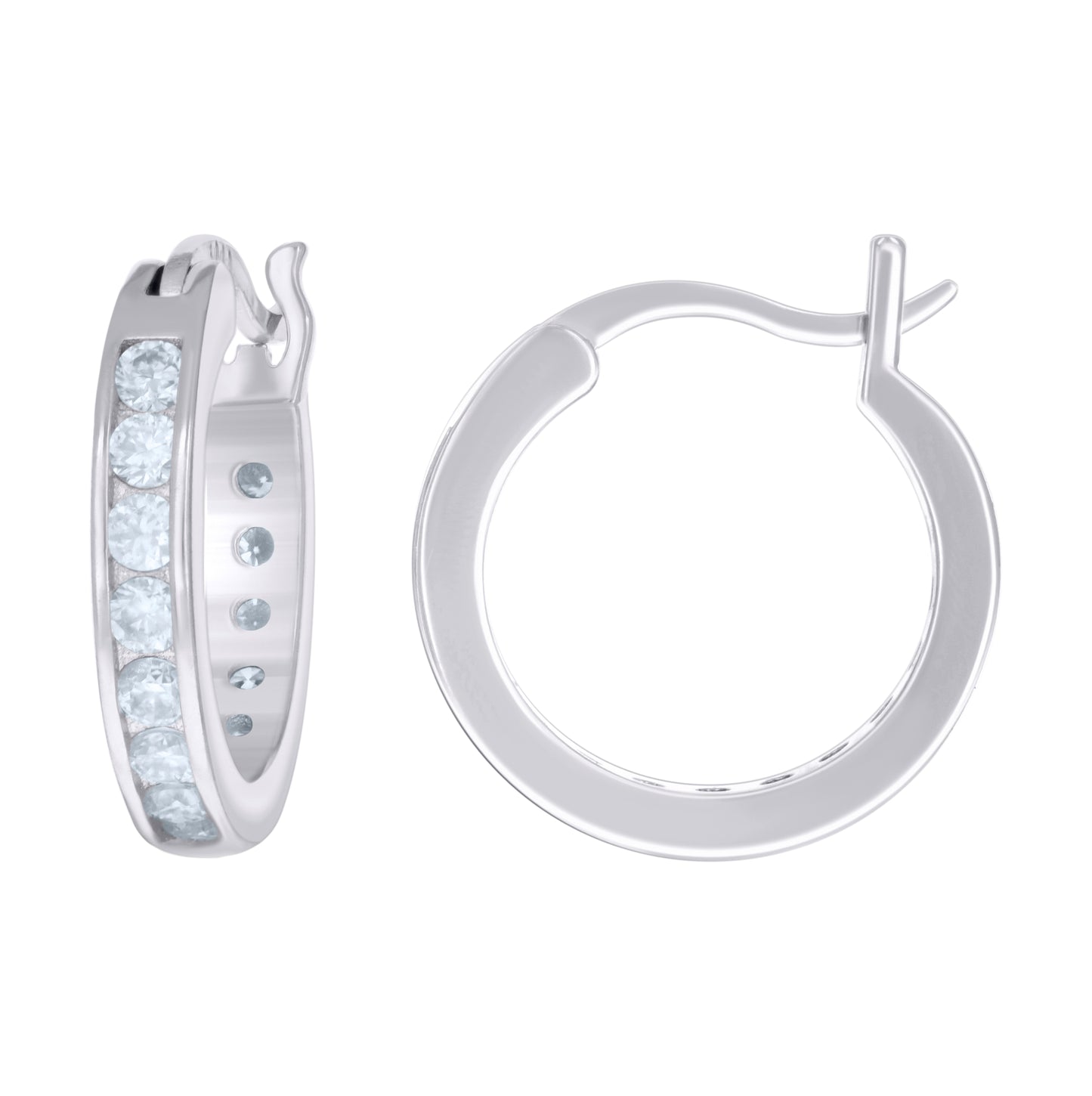 Sterling Silver Or Yellow-Tone Womens Moissanite Stone Hoop Earrings