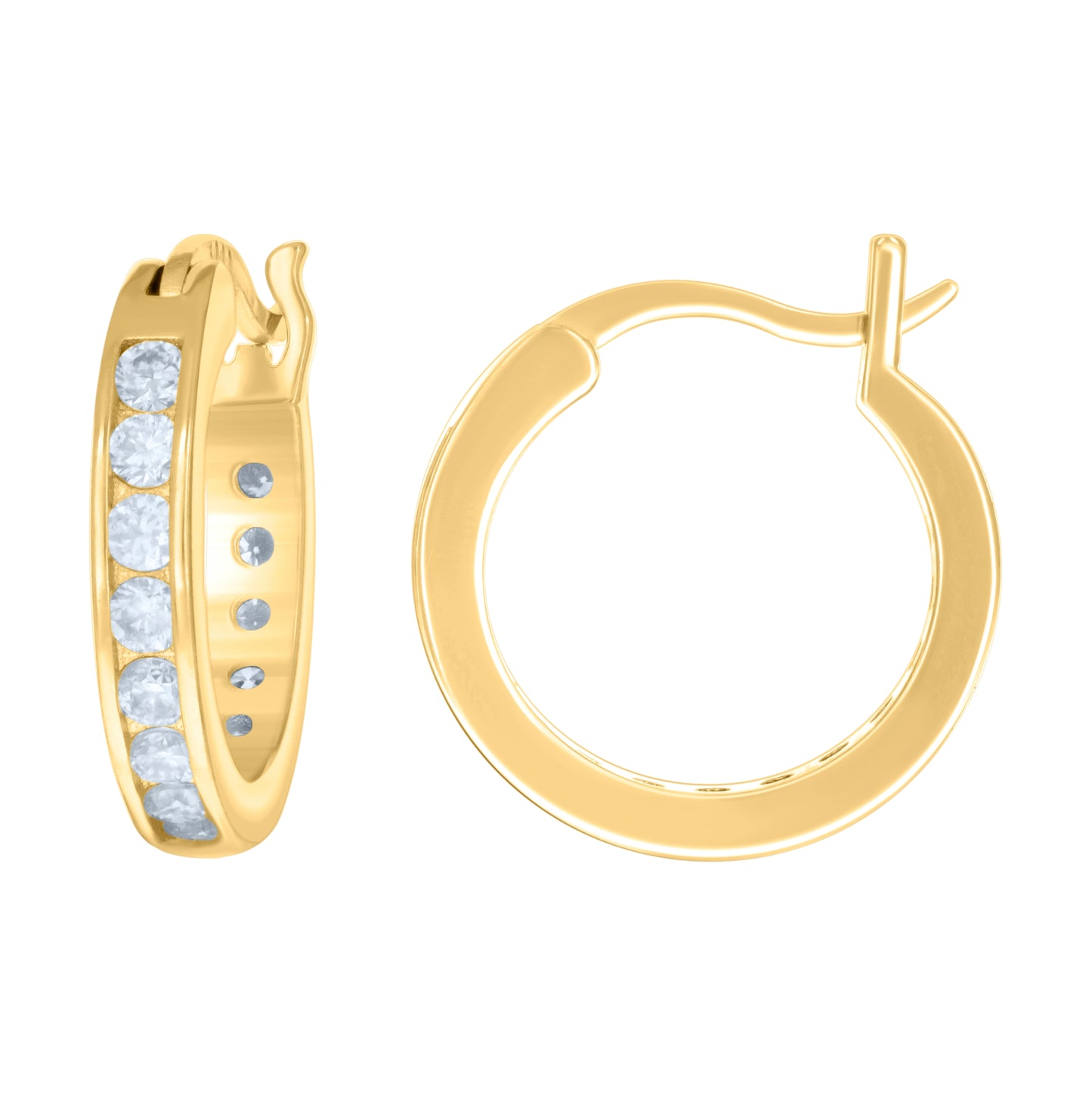 Sterling Silver Or Yellow-Tone Womens Moissanite Stone Hoop Earrings