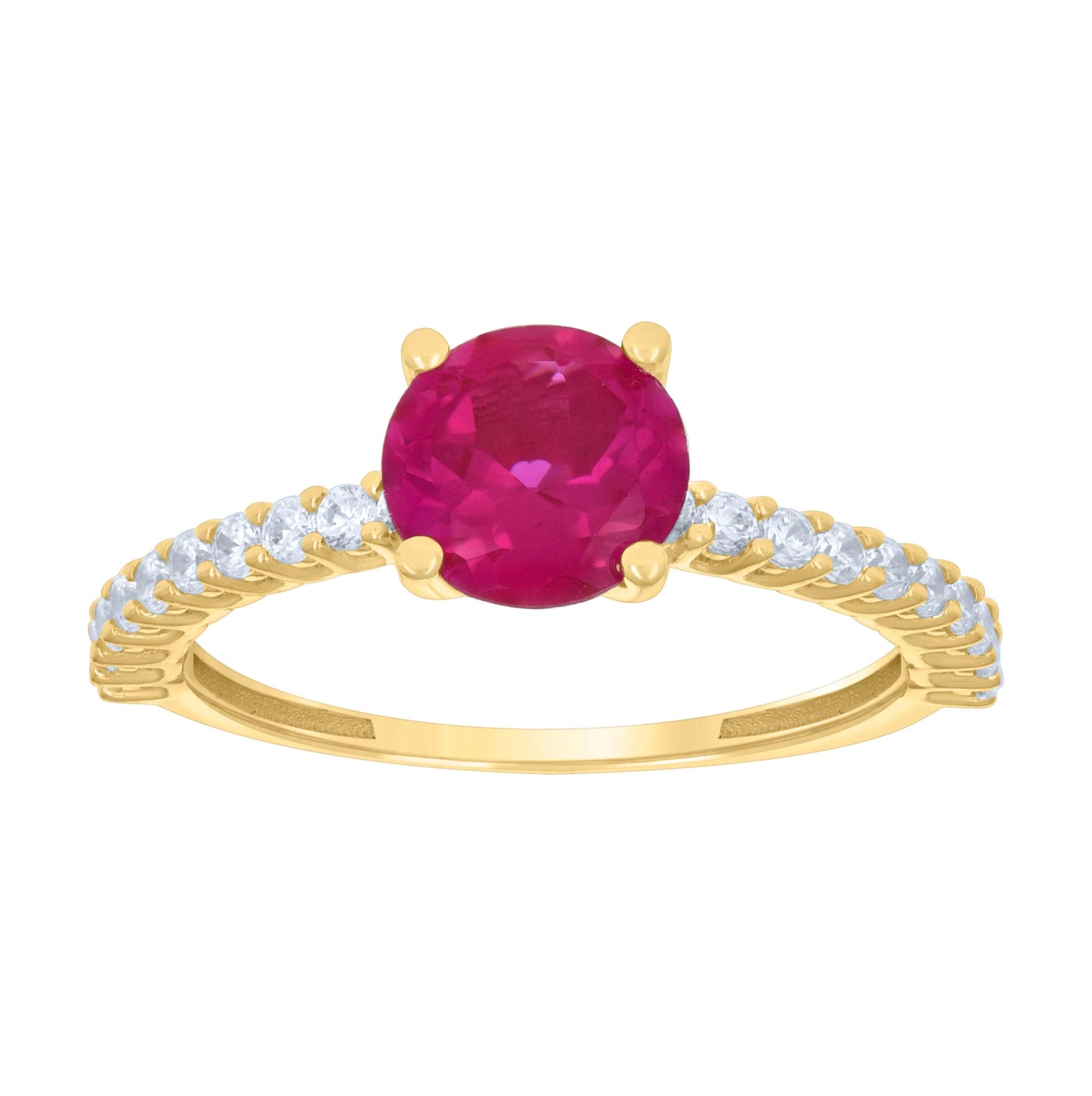 10K Yellow Gold Womens Pink White Cubic-Zirconia Fashion Ring