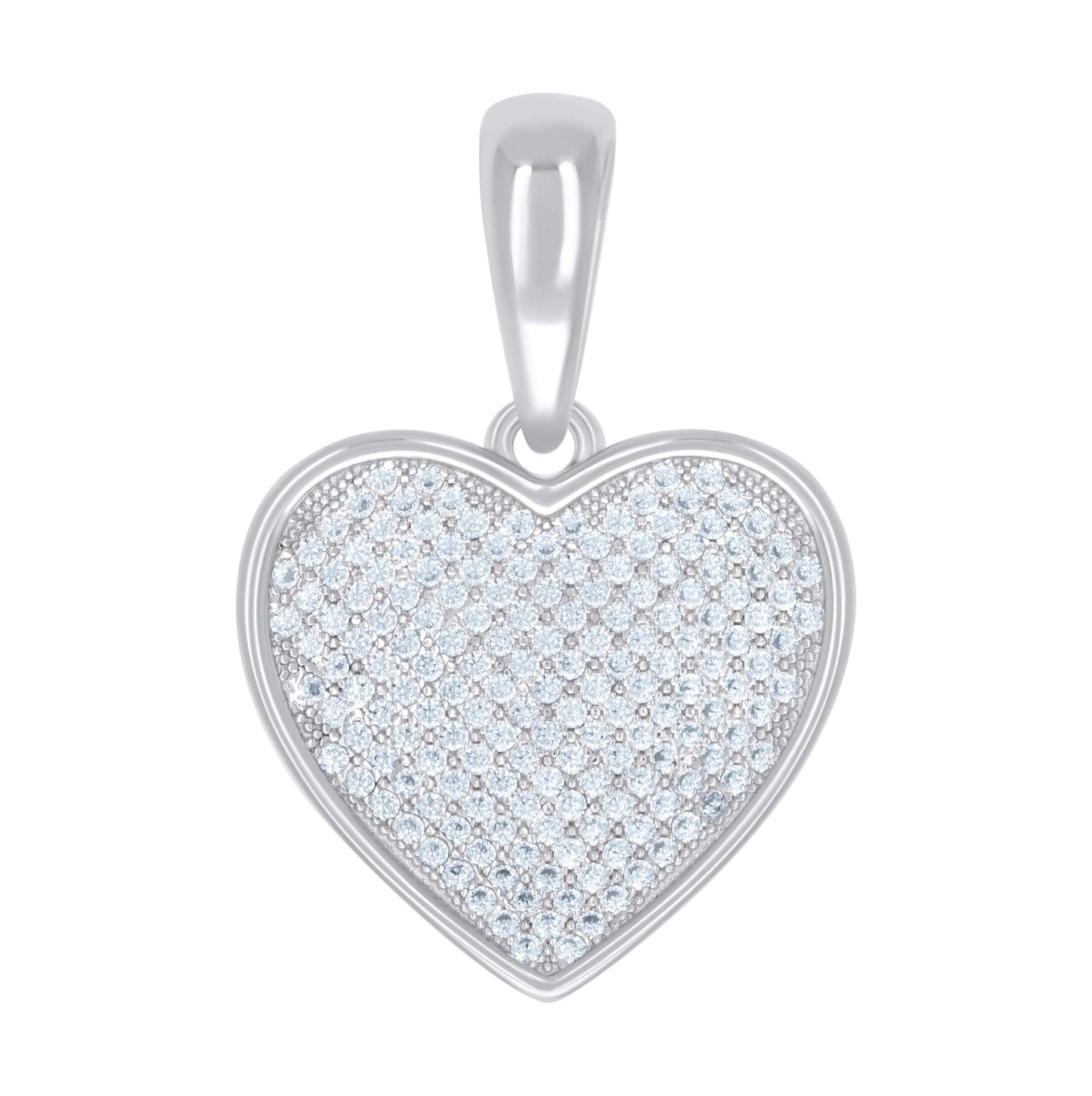 Sterling Silver Womens Moissanite Love Heart Charm Pendant