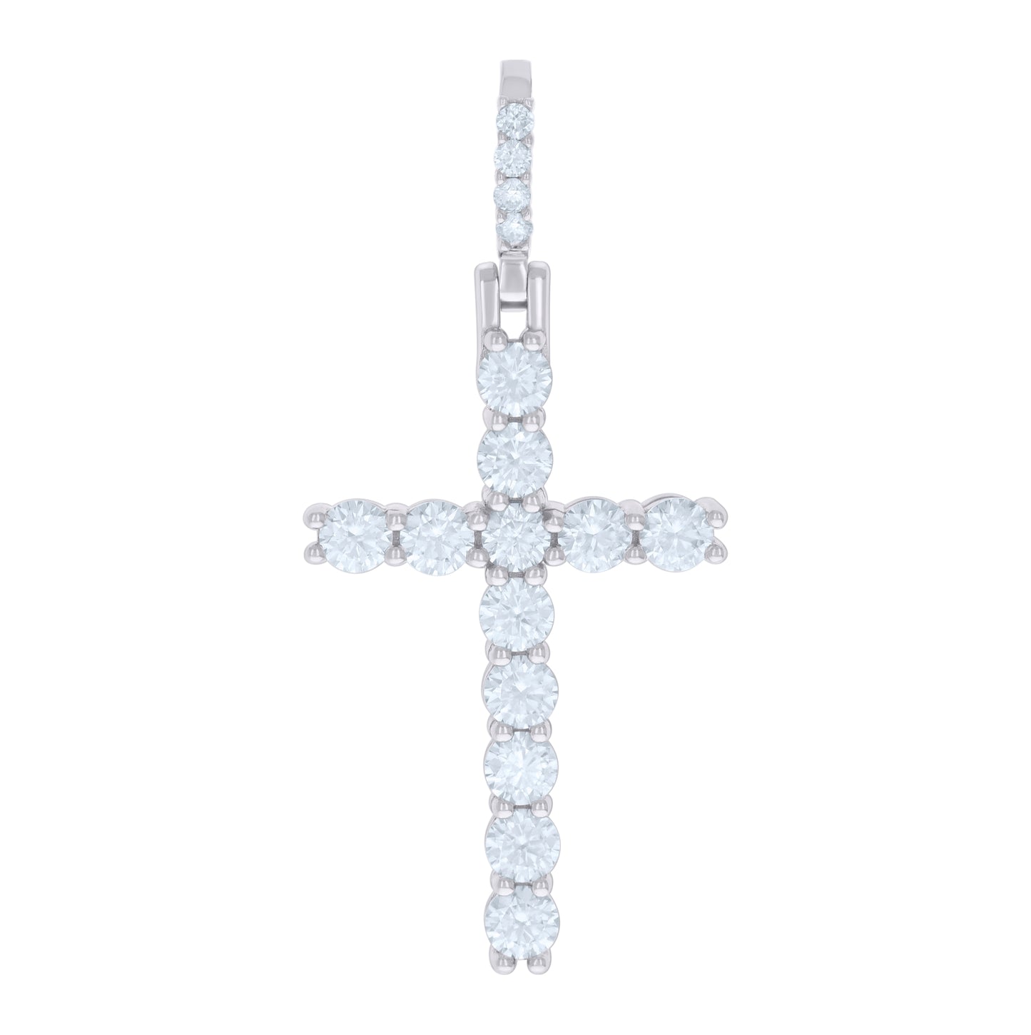 Sterling Silver Mens 3.897ct Moissanite Cross Religious Pendant