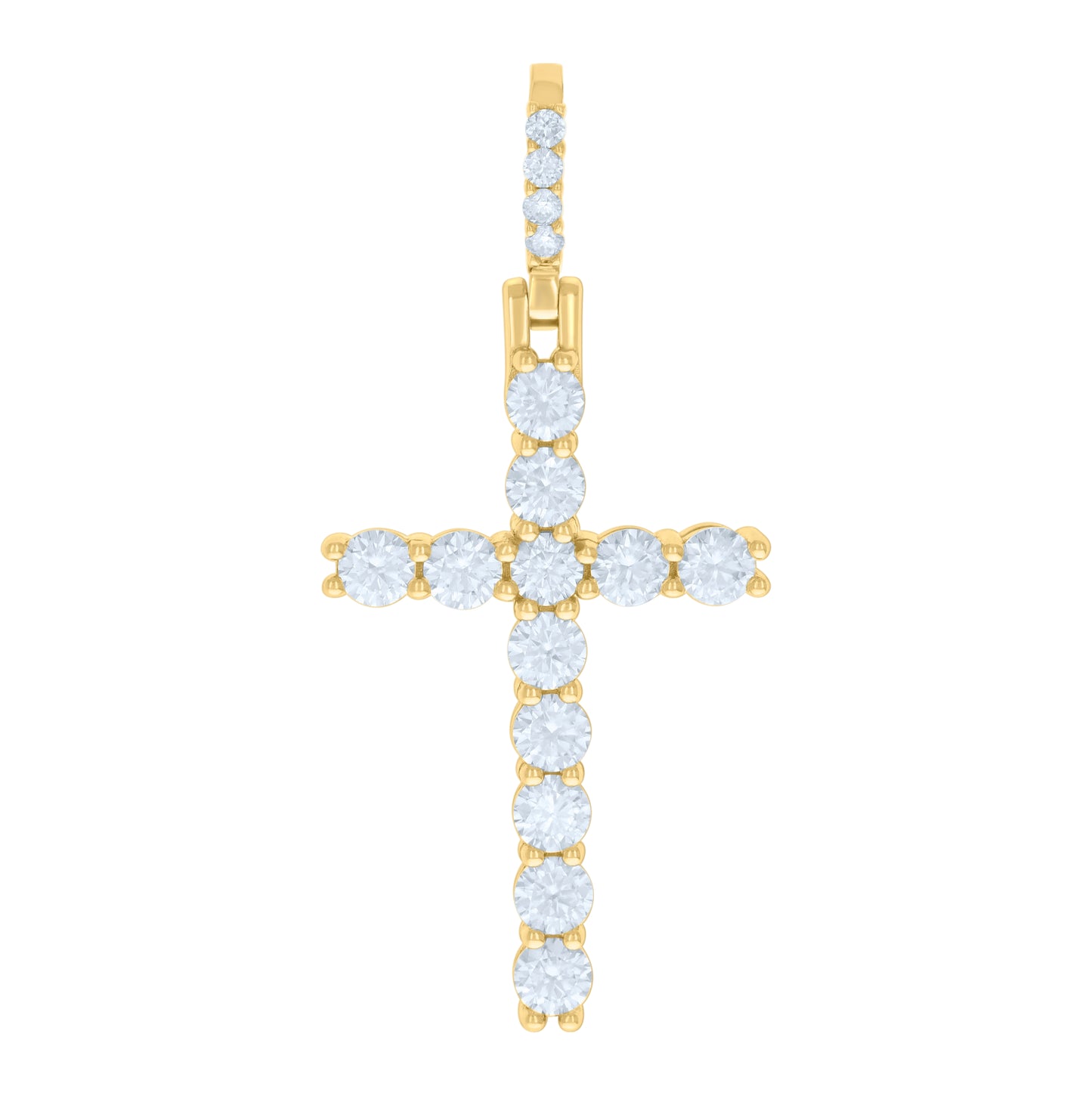 Sterling Silver Mens 3.897ct Moissanite Cross Religious Pendant
