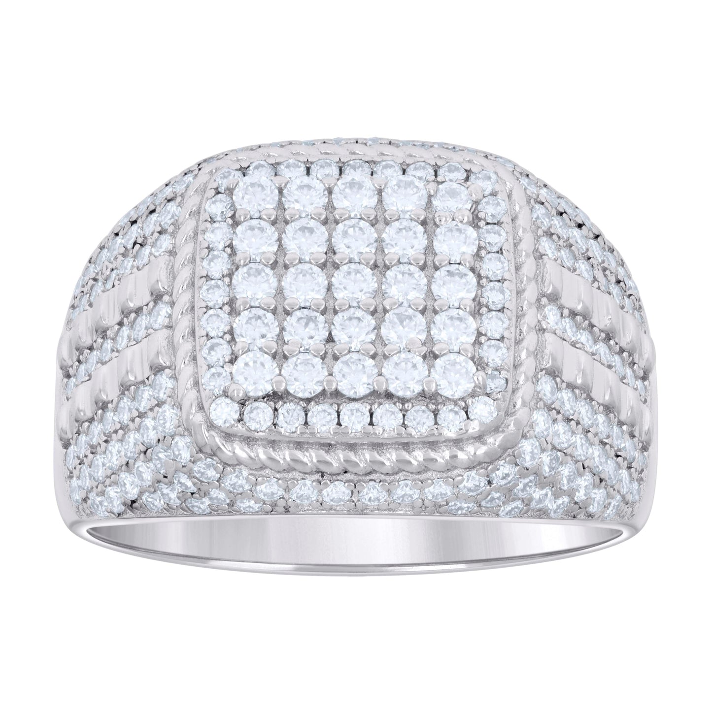Sterling Silver Mens 1.94ct Moissanite Square Head Fashion Bridal Anniversary Wedding Engagement Band Ring