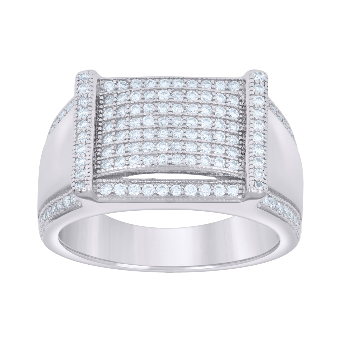 Sterling Silver Mens 0.69ct Moissanite Fashion Bridal Anniversary Wedding Engagement Band Ring