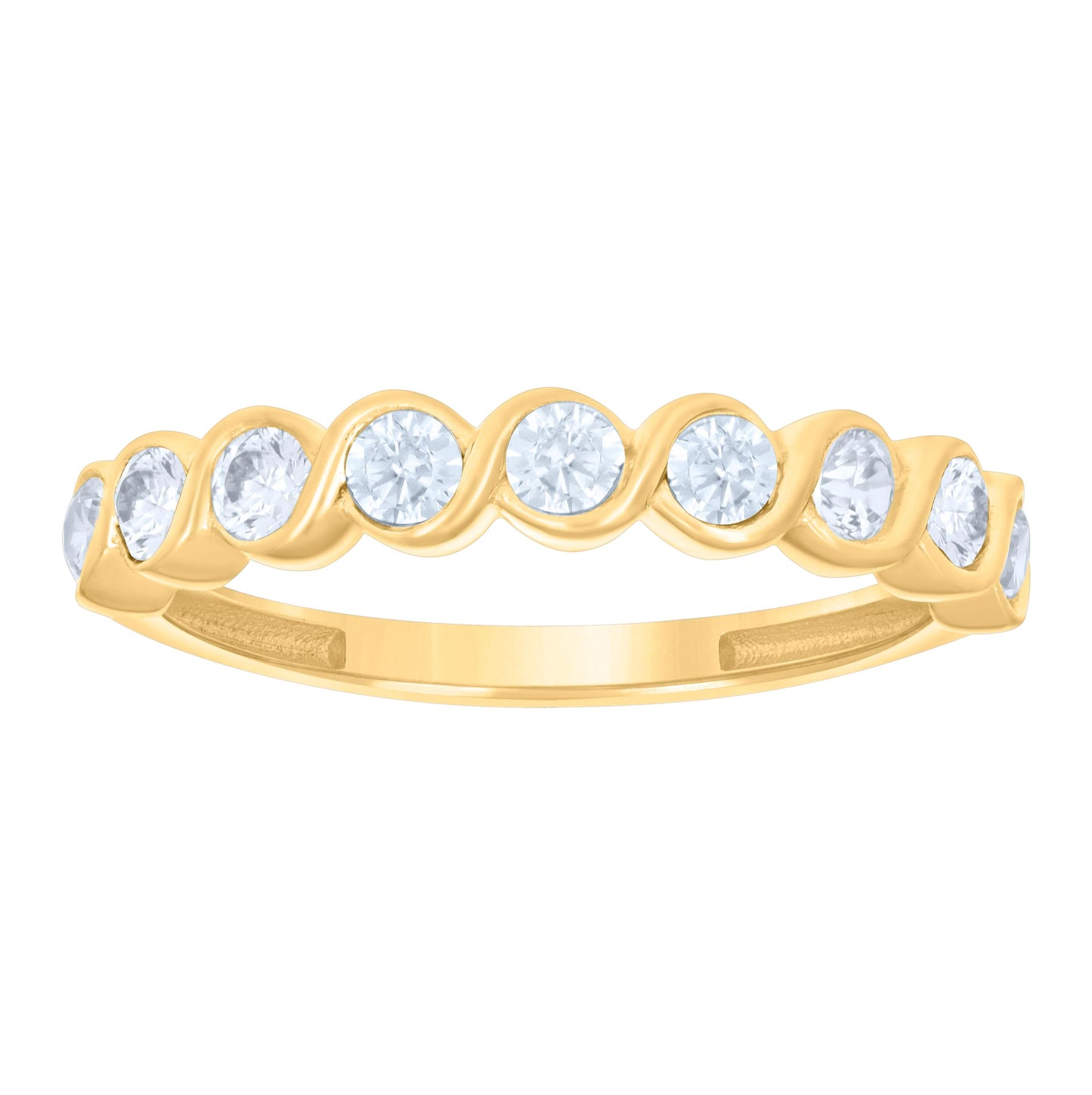 14K Yellow Gold Womens Cubic-Zirconia Half Eternity Ring