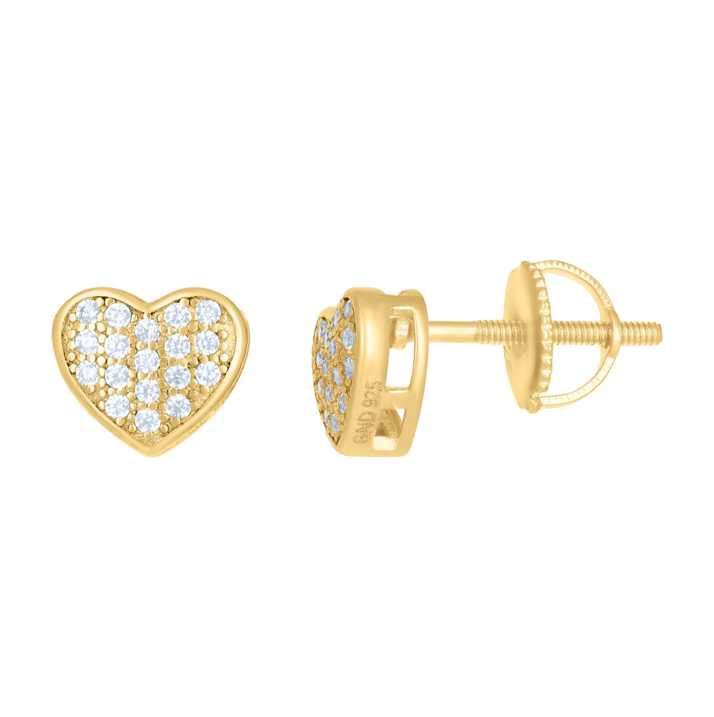 Sterling Silver Or Yellow-tone Womens 0.18ct Moissanite Heart Stud Earrings