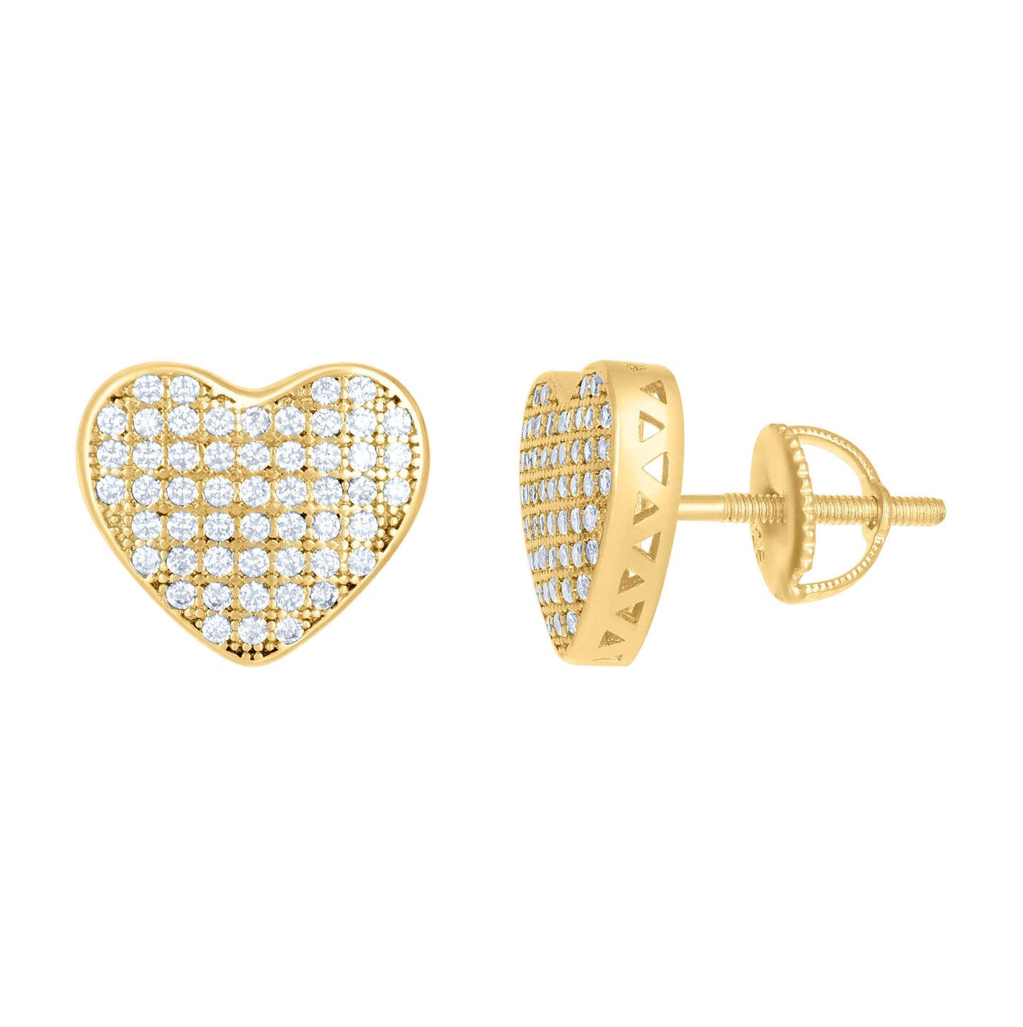 Sterling Silver Or Yellow-tone Womens 0.54ct Moissanite Heart Stud Earrings