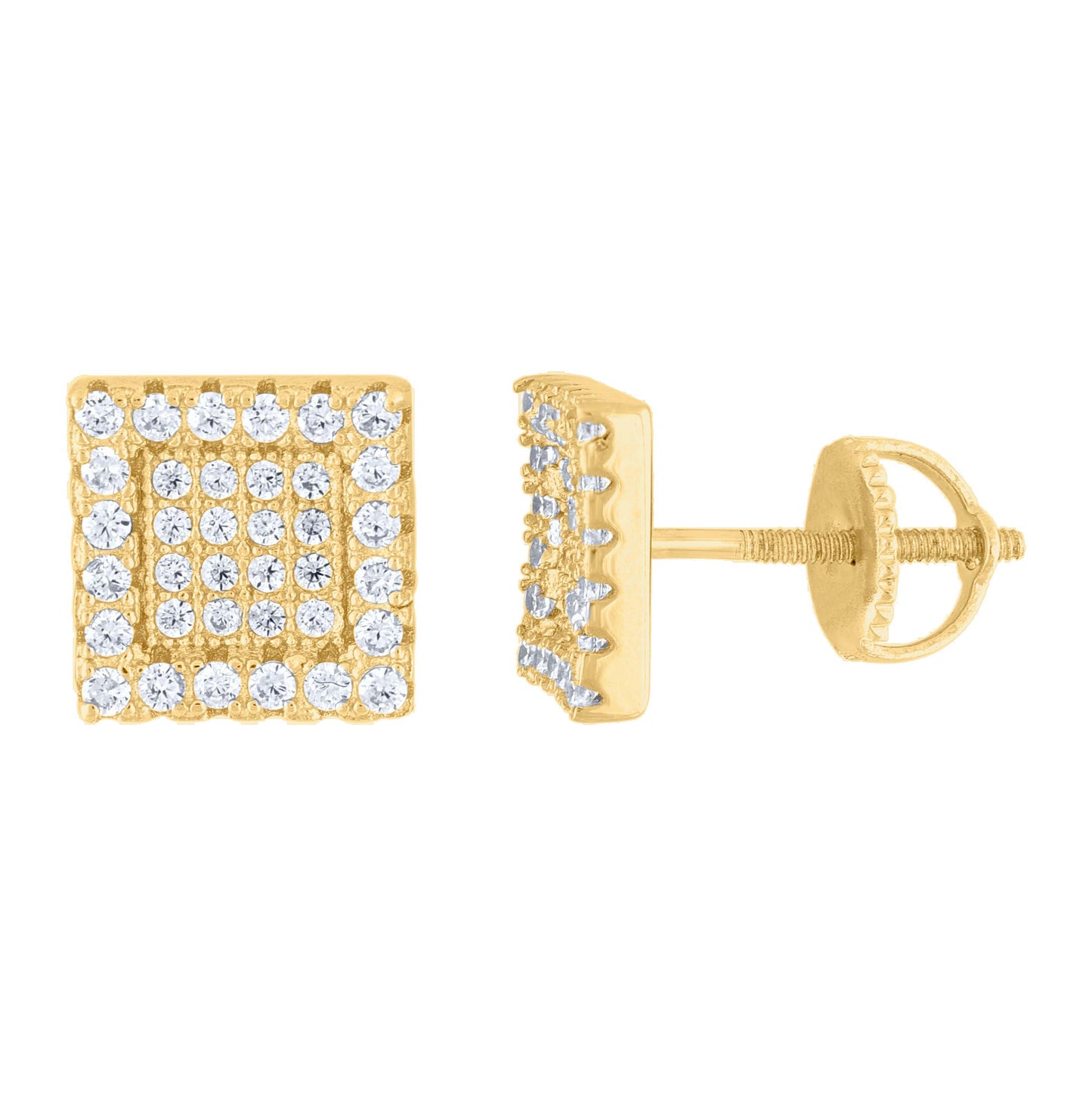 Sterling Silver Or Yellow-tone Womens 0.53ct Moissanite Square Fashion Stud Earrings