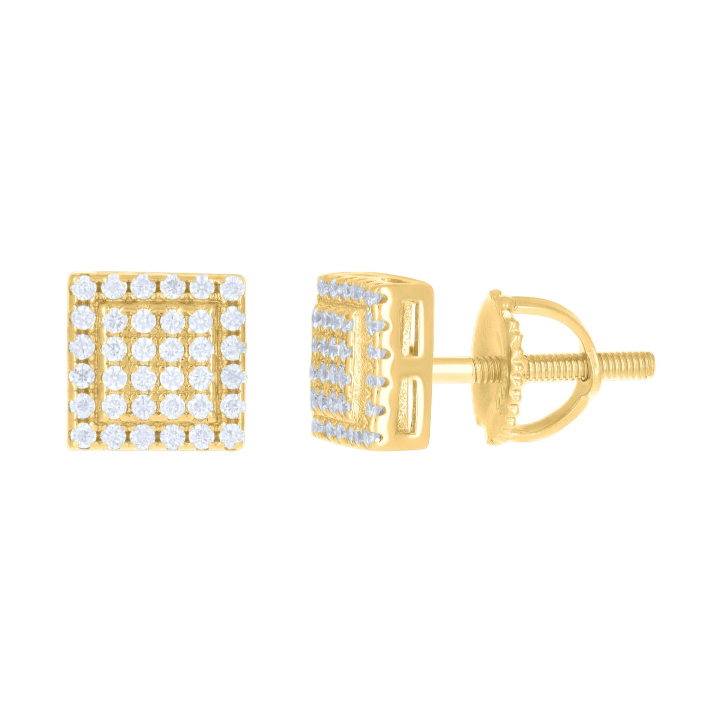 Sterling Silver Or Yellow-Tone Womens 0.22ct Moissanite Square Stud Earrings