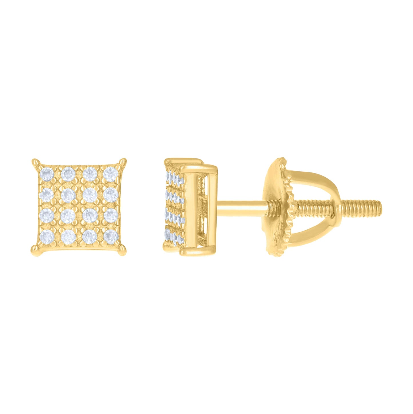 Sterling Silver Or Yellow-Tone Womens 0.13ct Moissanite Square Fashion Stud Earrings