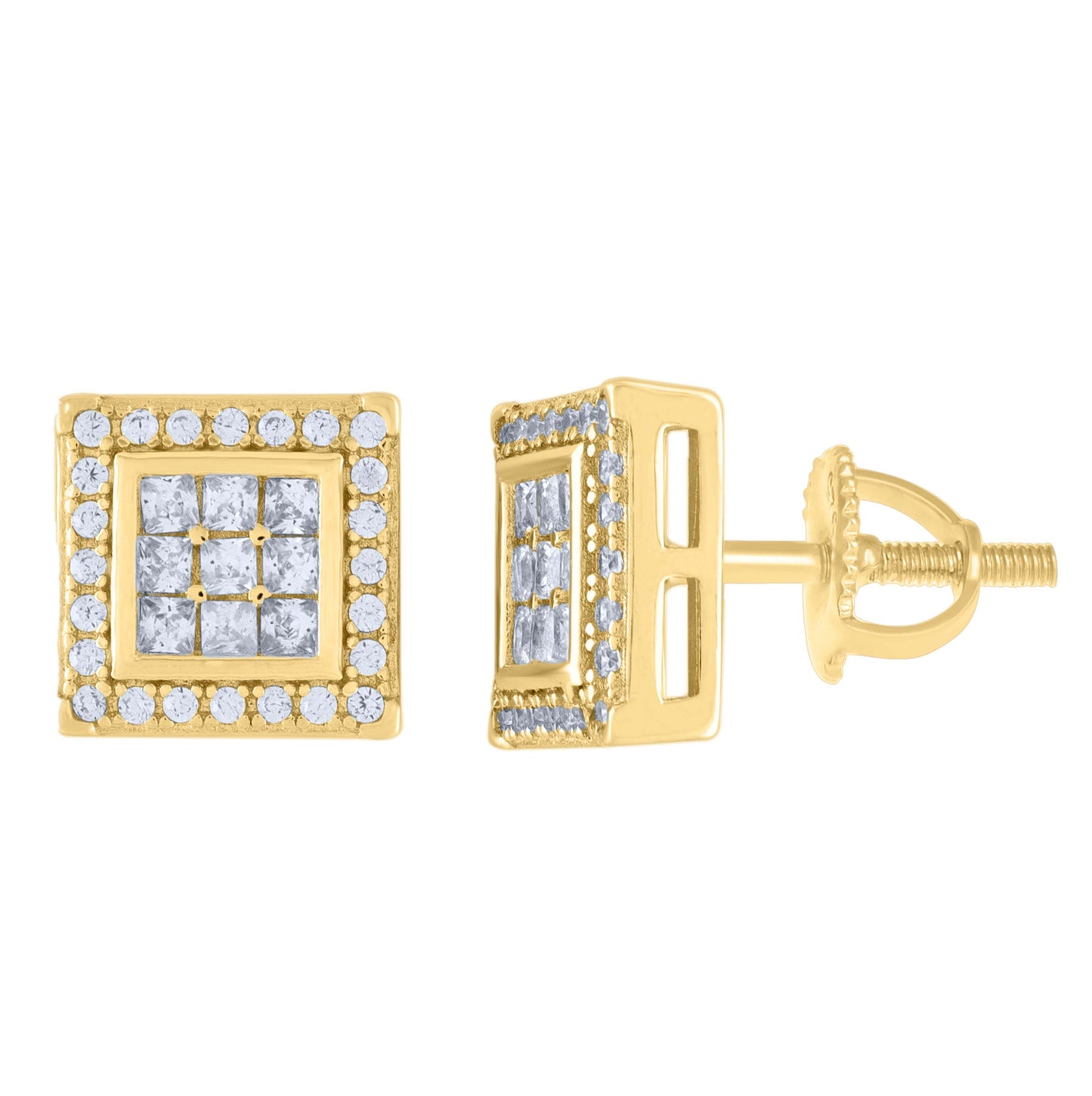 Sterling Silver Or Yellow-Tone Womens Moissanite 0.44Ct Square Stud Earrings