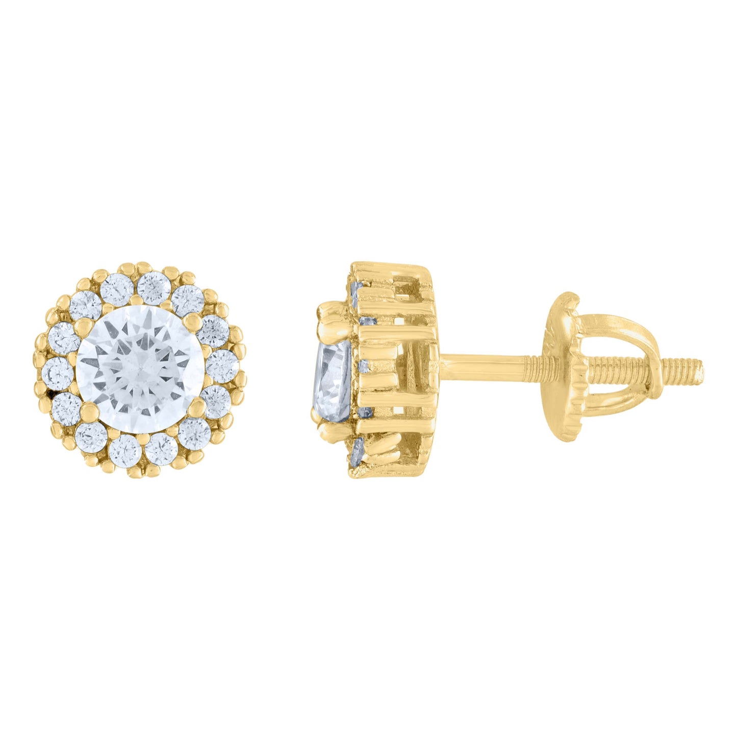Sterling Silver Or Yellow-Tone Womens Moissanite 8.4mm Fashion Stud Earrings Screw Back
