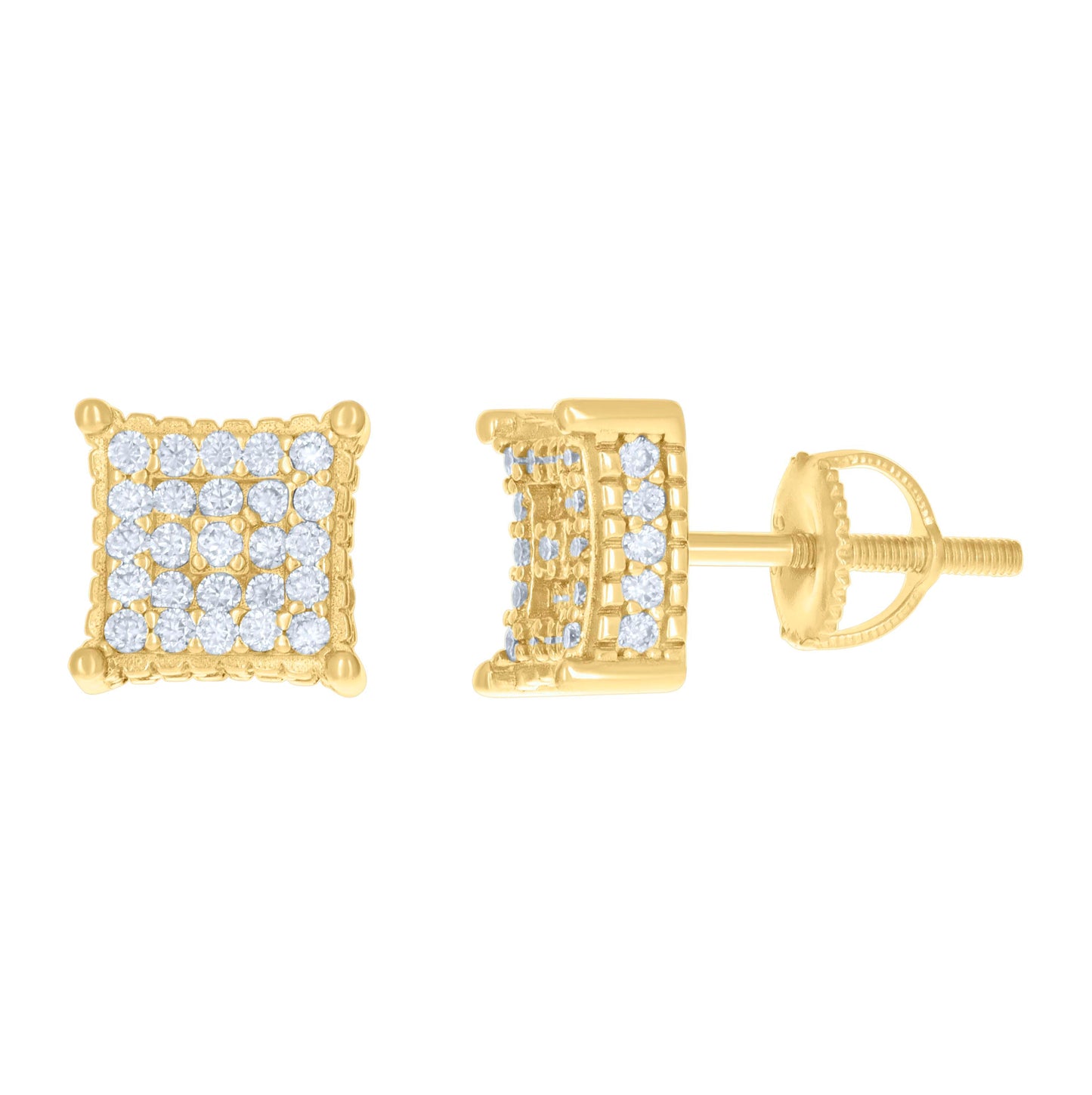 Sterling Silver Or Yellow-Tone Womens 0.78ct Moissanite Square Fashion Stud Earrings