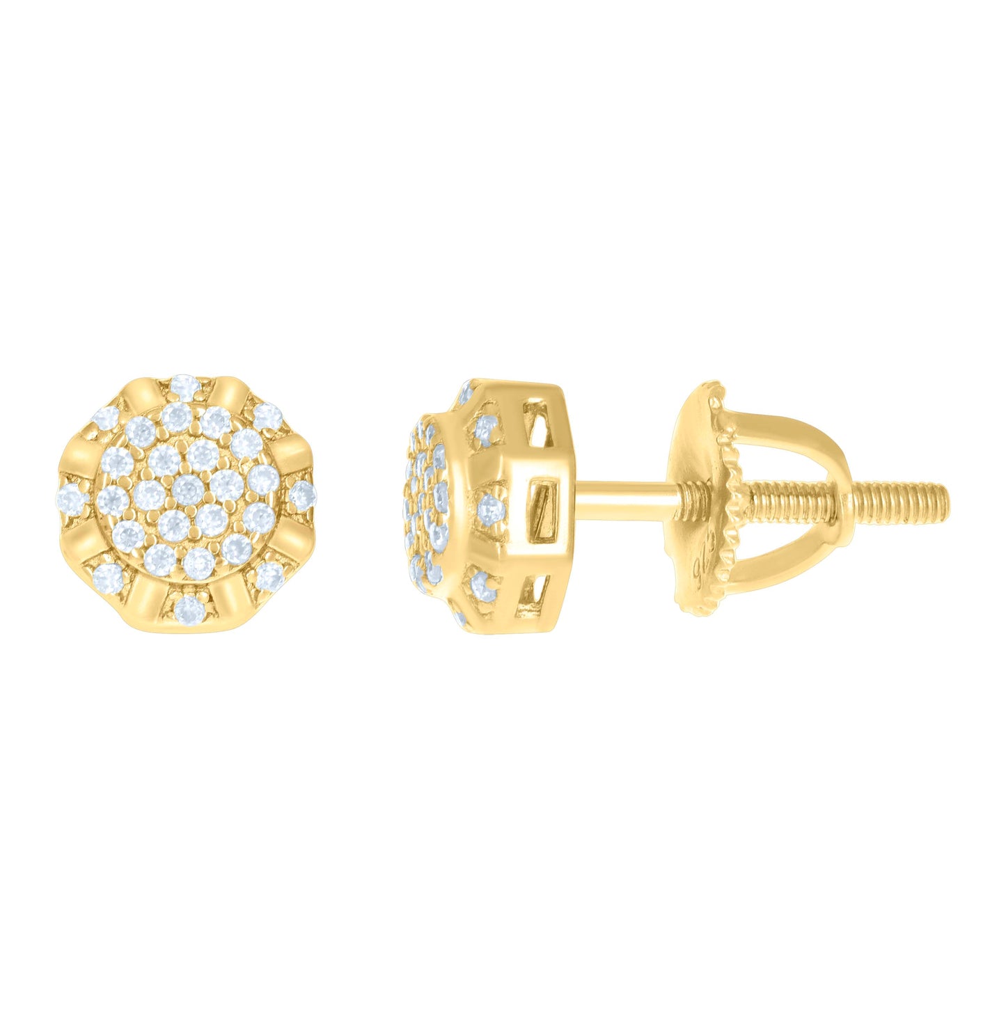 Sterling Silver Or Yellow-Tone Womens 0.22ct Moissanite Octagon Fashion Stud Earrings