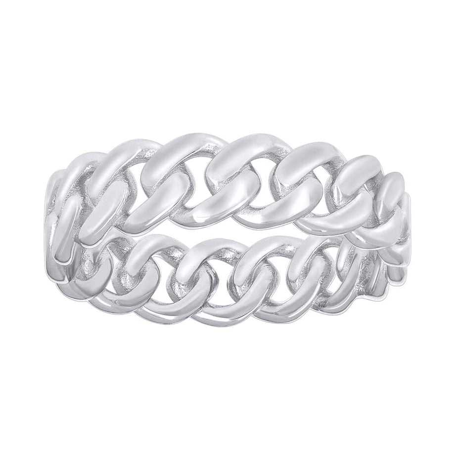 Sterling Silver Mens Cuban Link Fashion Bridal Anniversary Wedding Engagement Band Ring