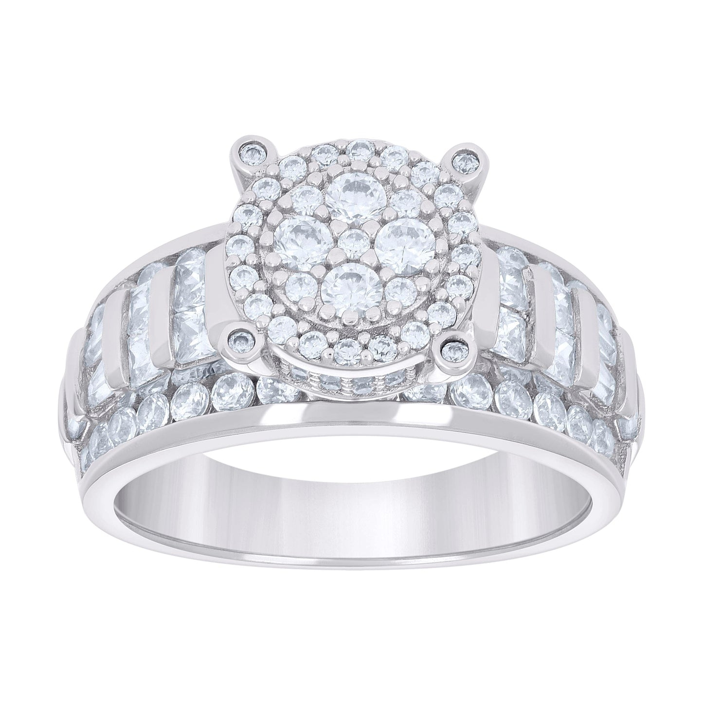 Sterling Silver Womens Cubic-Zirconia Fashion Bridal Anniversary Wedding Engagement Band Ring