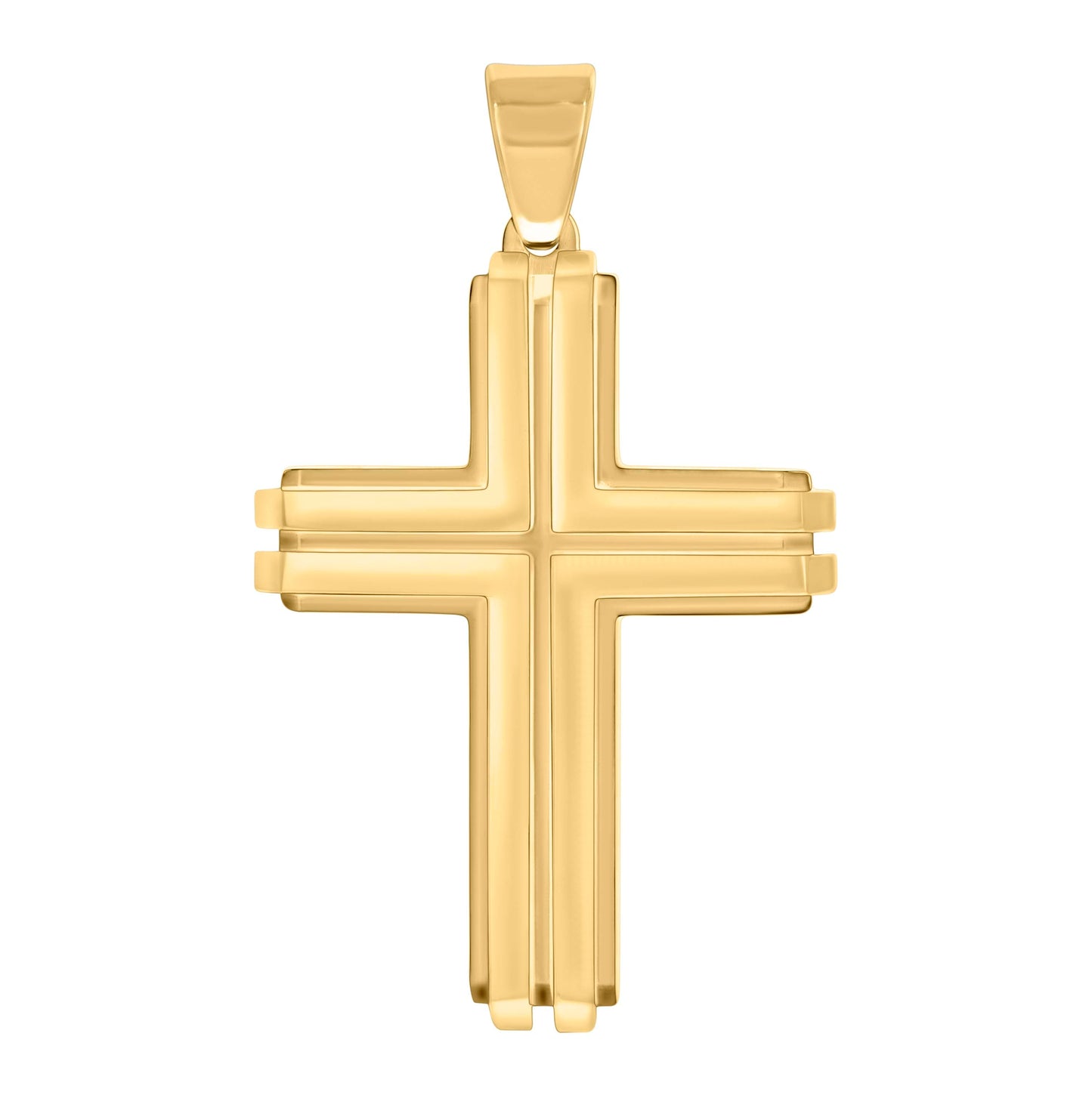 Stainless Steel Or Black-Tone Or Yellow-tone Mens Cross Religious Charm Pendant