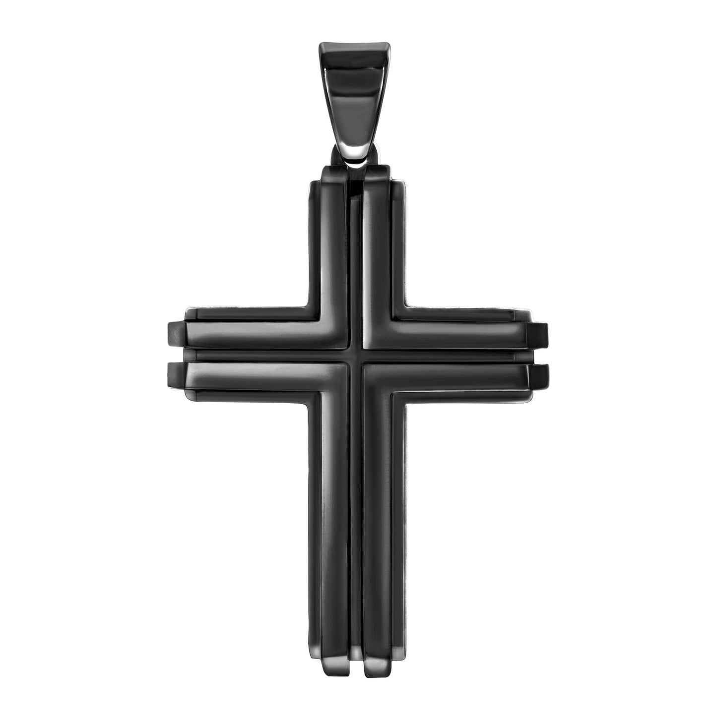 Stainless Steel Or Black-Tone Or Yellow-tone Mens Cross Religious Charm Pendant