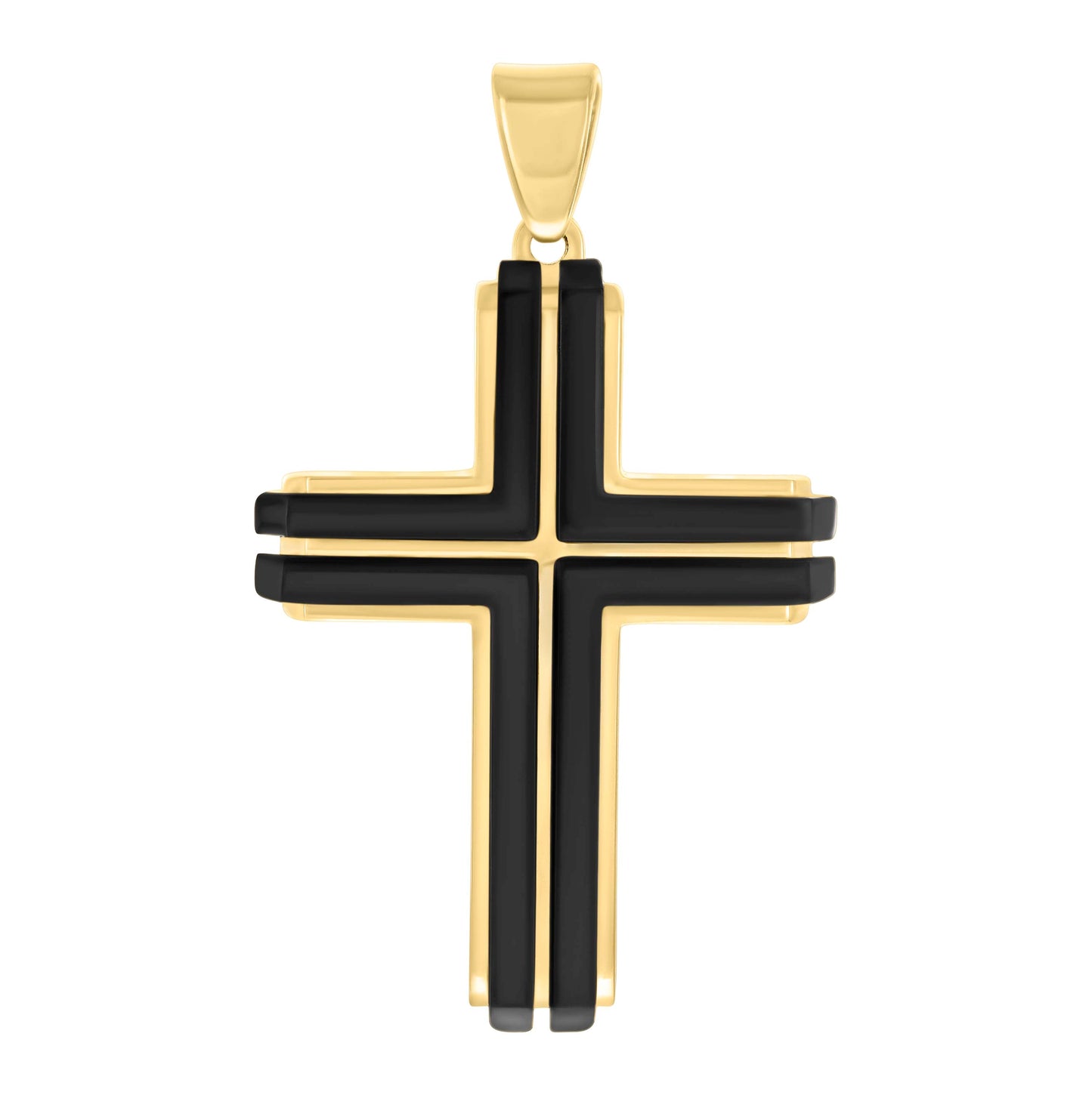 Stainless Steel Or Black-Tone Or Yellow-tone Mens Cross Religious Charm Pendant