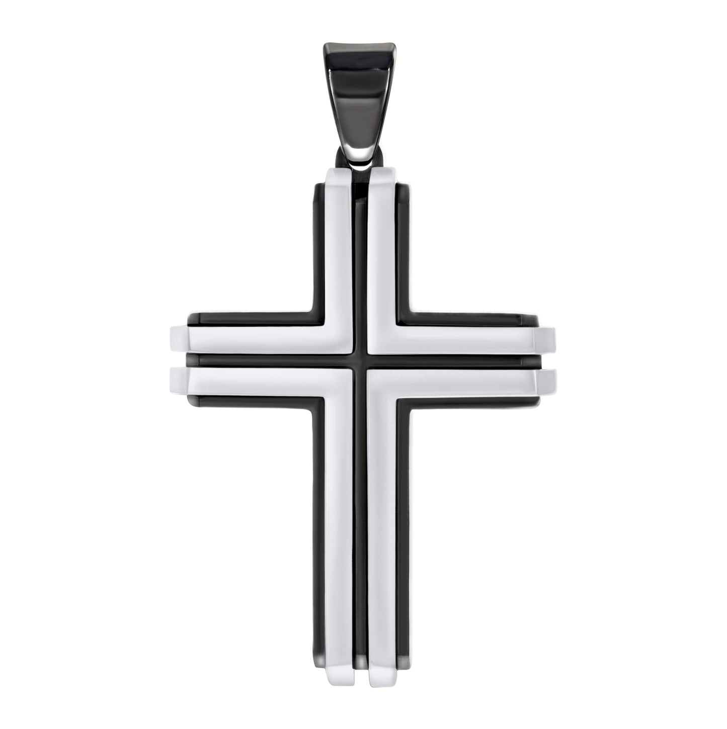 Stainless Steel Or Black-Tone Or Yellow-tone Mens Cross Religious Charm Pendant