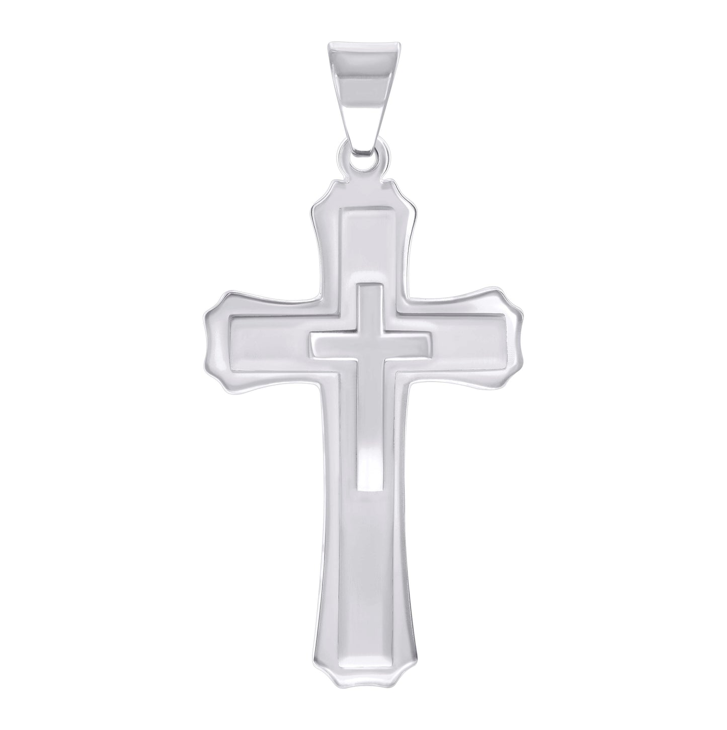 Stainless Steel Or Black-Tone Or Yellow-tone Mens Cross Religious Charm Pendant