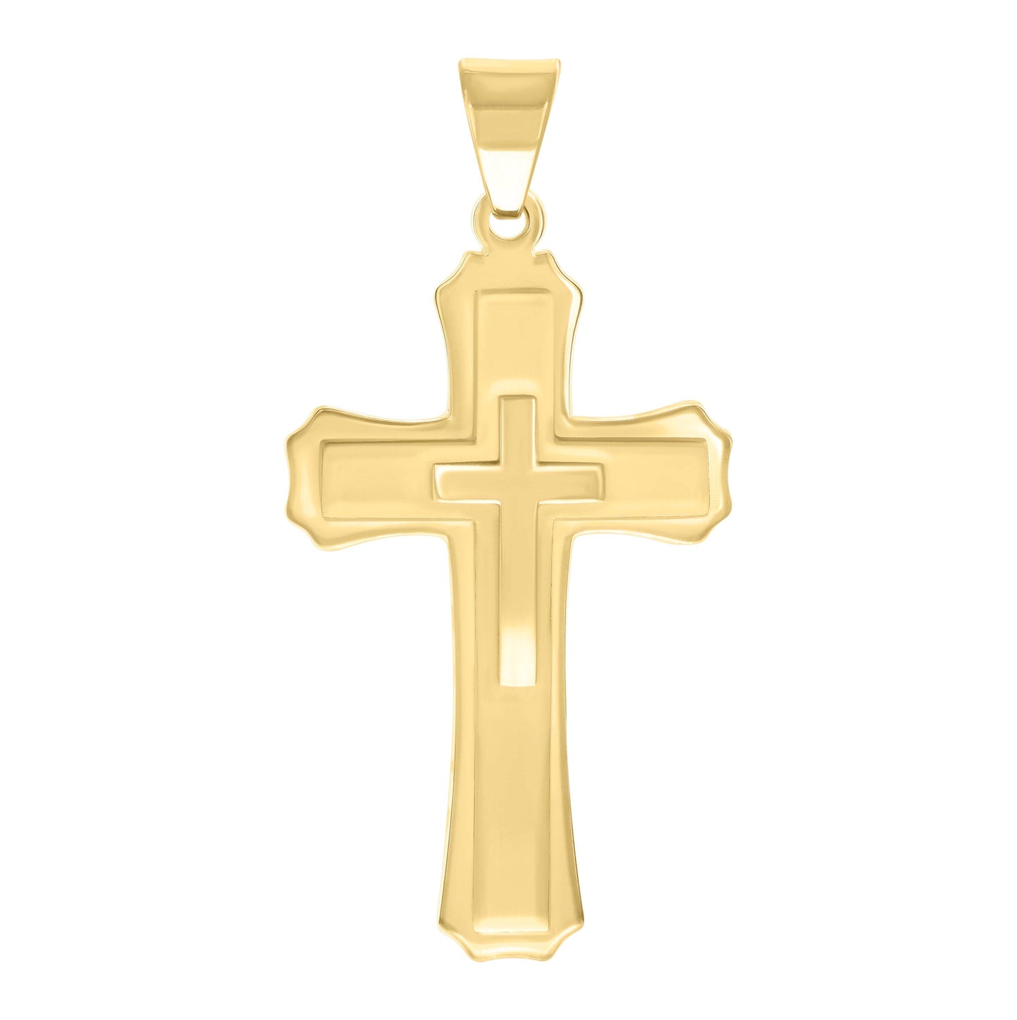 Stainless Steel Or Black-Tone Or Yellow-tone Mens Cross Religious Charm Pendant