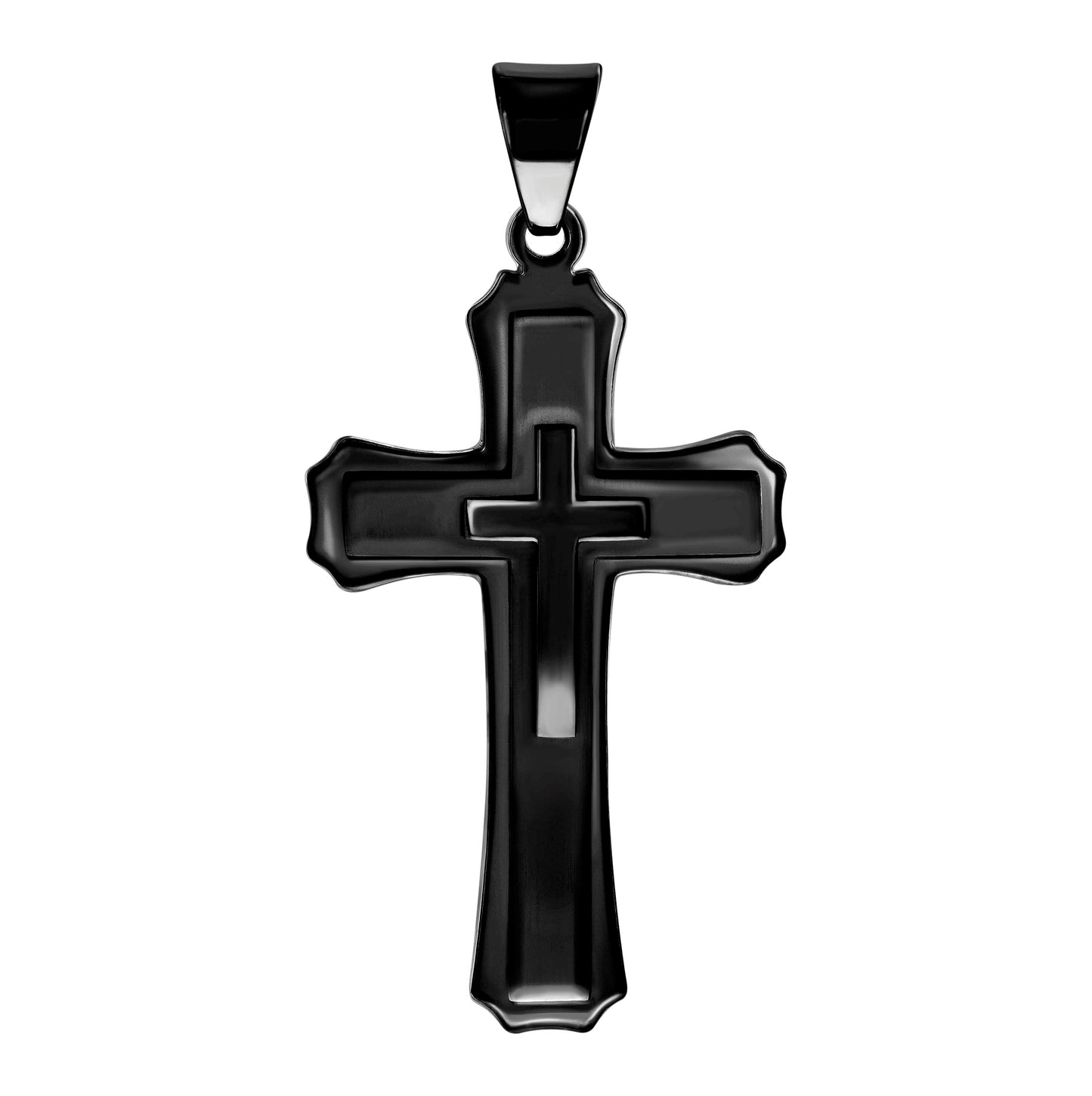 Stainless Steel Or Black-Tone Or Yellow-tone Mens Cross Religious Charm Pendant