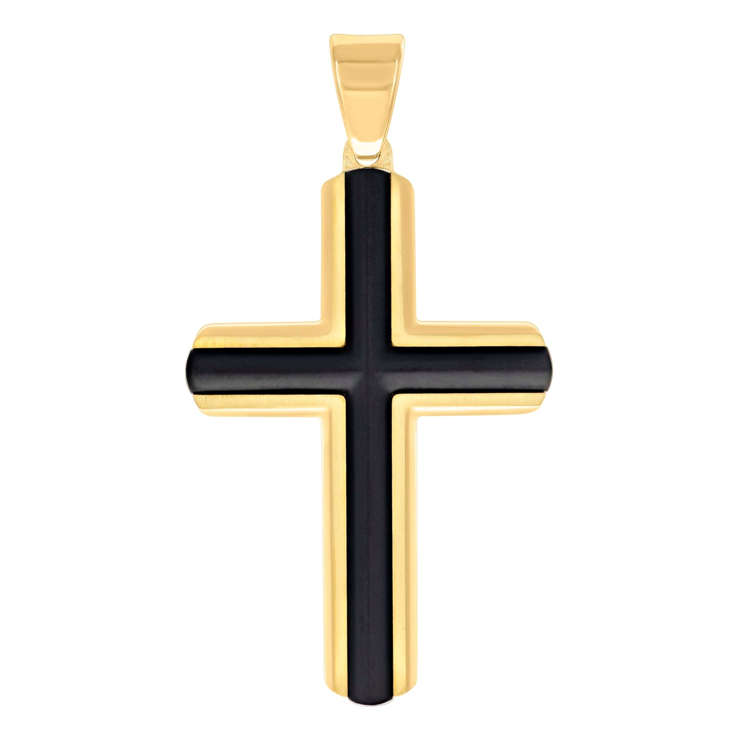 Stainless Steel Or Black-Tone Or Yellow-tone Mens Cross Religious Charm Pendant