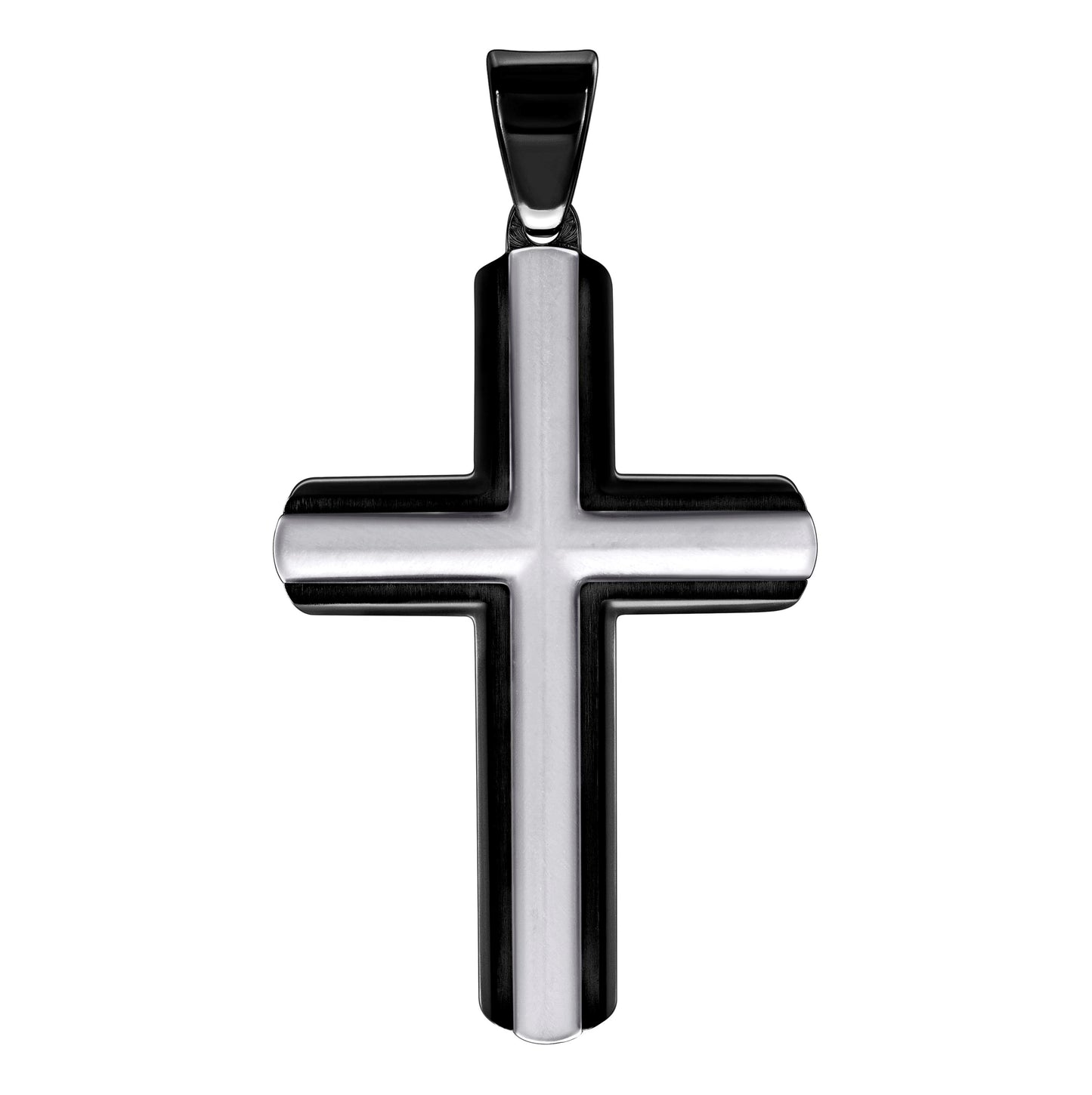 Stainless Steel Or Black-Tone Or Yellow-tone Mens Cross Religious Charm Pendant