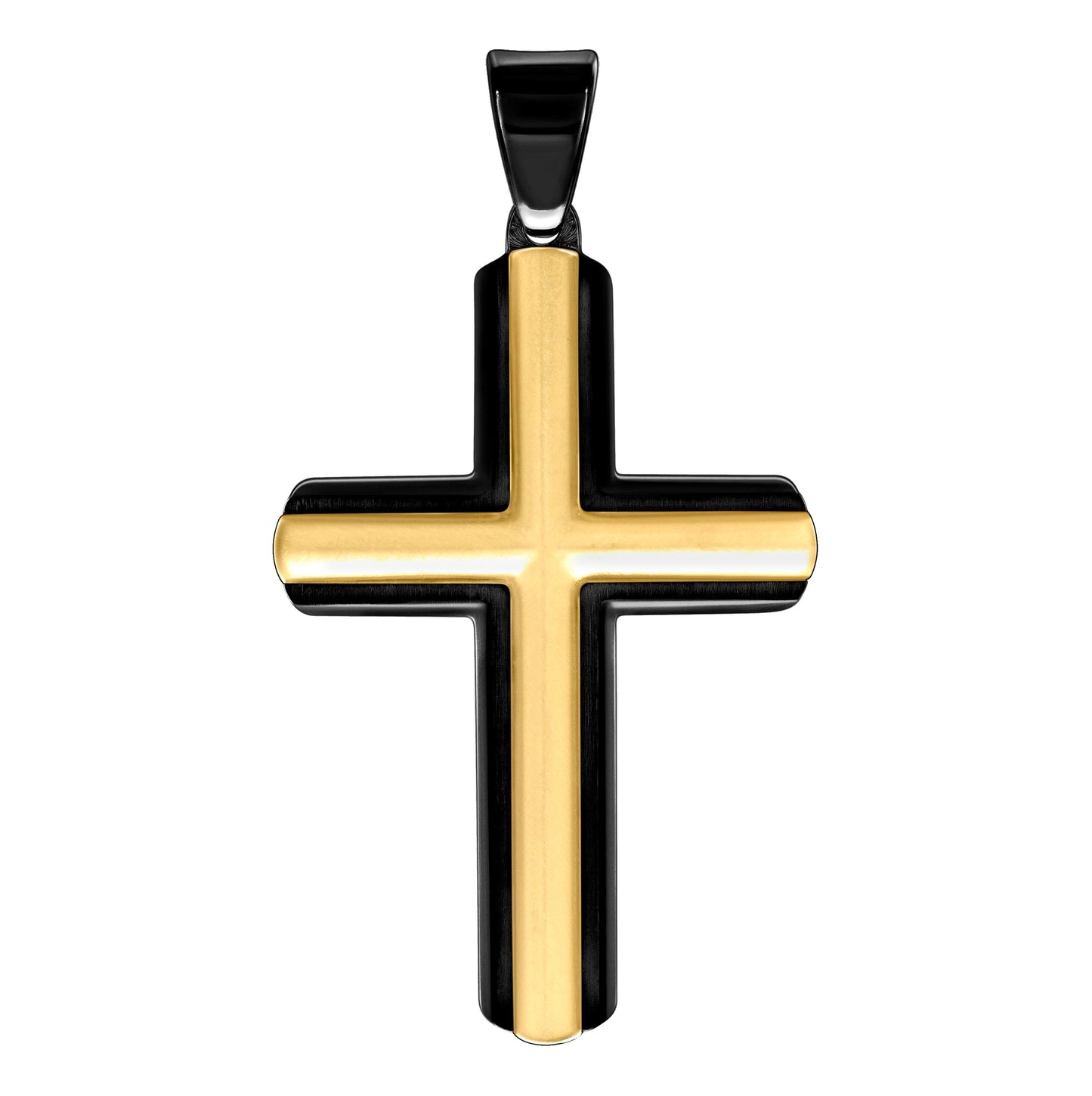 Stainless Steel Or Black-Tone Or Yellow-tone Mens Cross Religious Charm Pendant