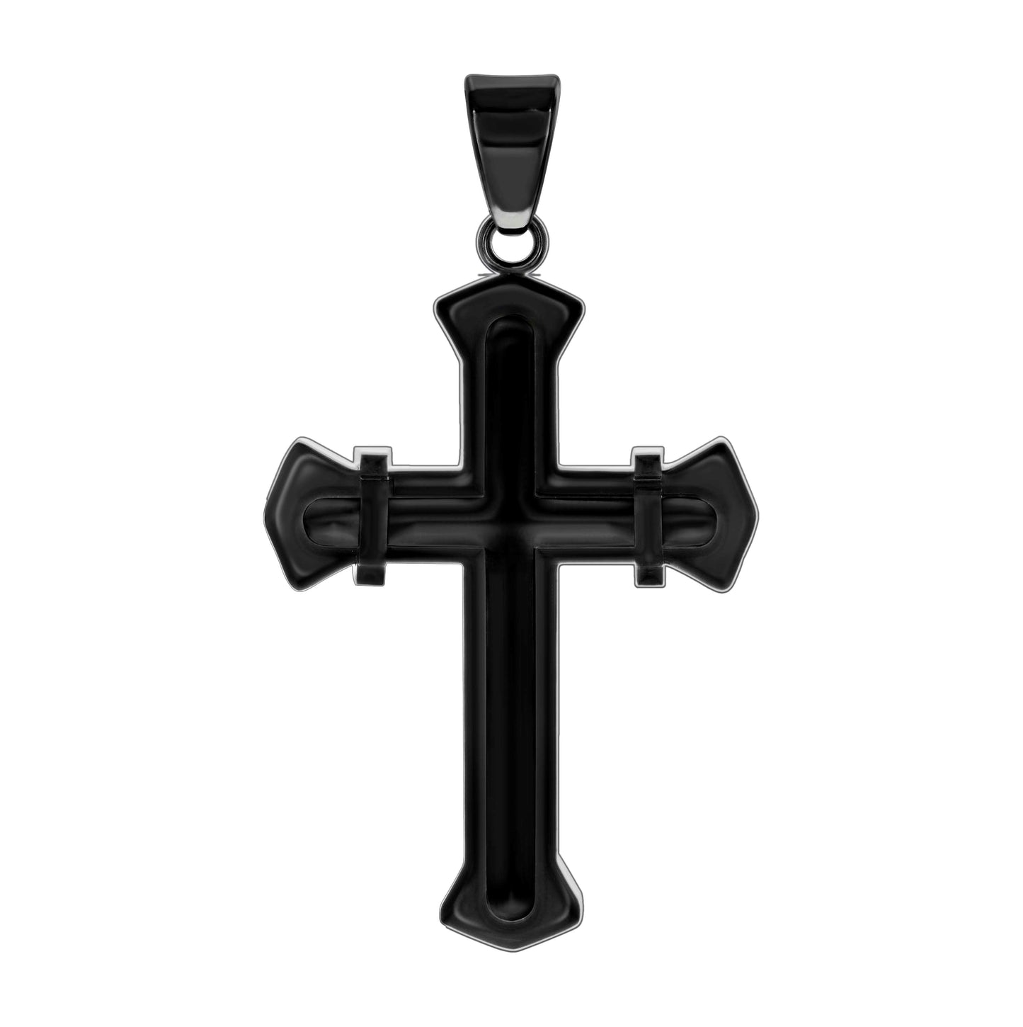 Stainless Steel Or Black-Tone Or Yellow-tone Mens Cross Religious Charm Pendant
