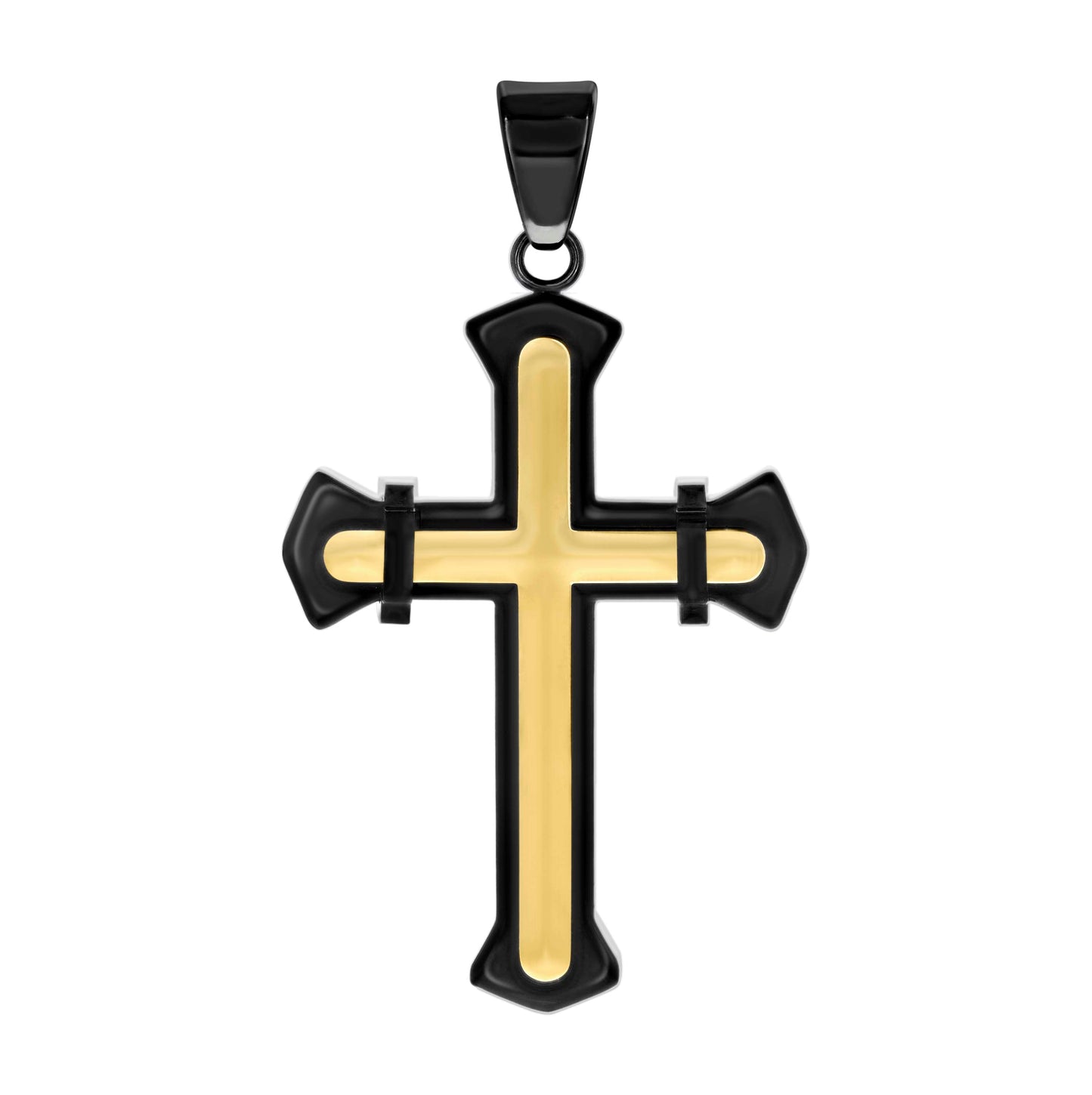 Stainless Steel Or Black-Tone Or Yellow-tone Mens Cross Religious Charm Pendant
