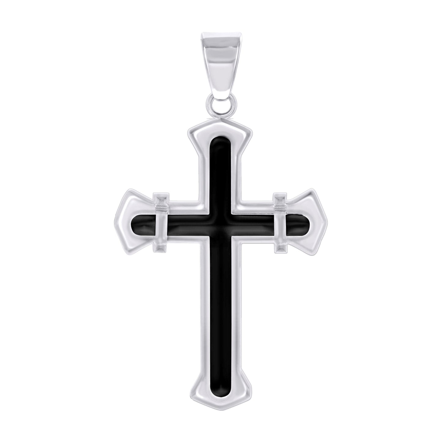 Stainless Steel Or Black-Tone Or Yellow-tone Mens Cross Religious Charm Pendant