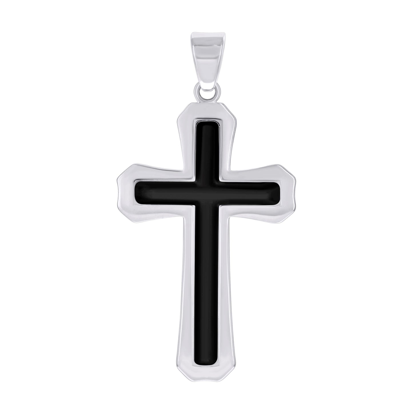 Stainless Steel Black-tone Or Yellow Tone Mens Cross Religious Charm Pendant